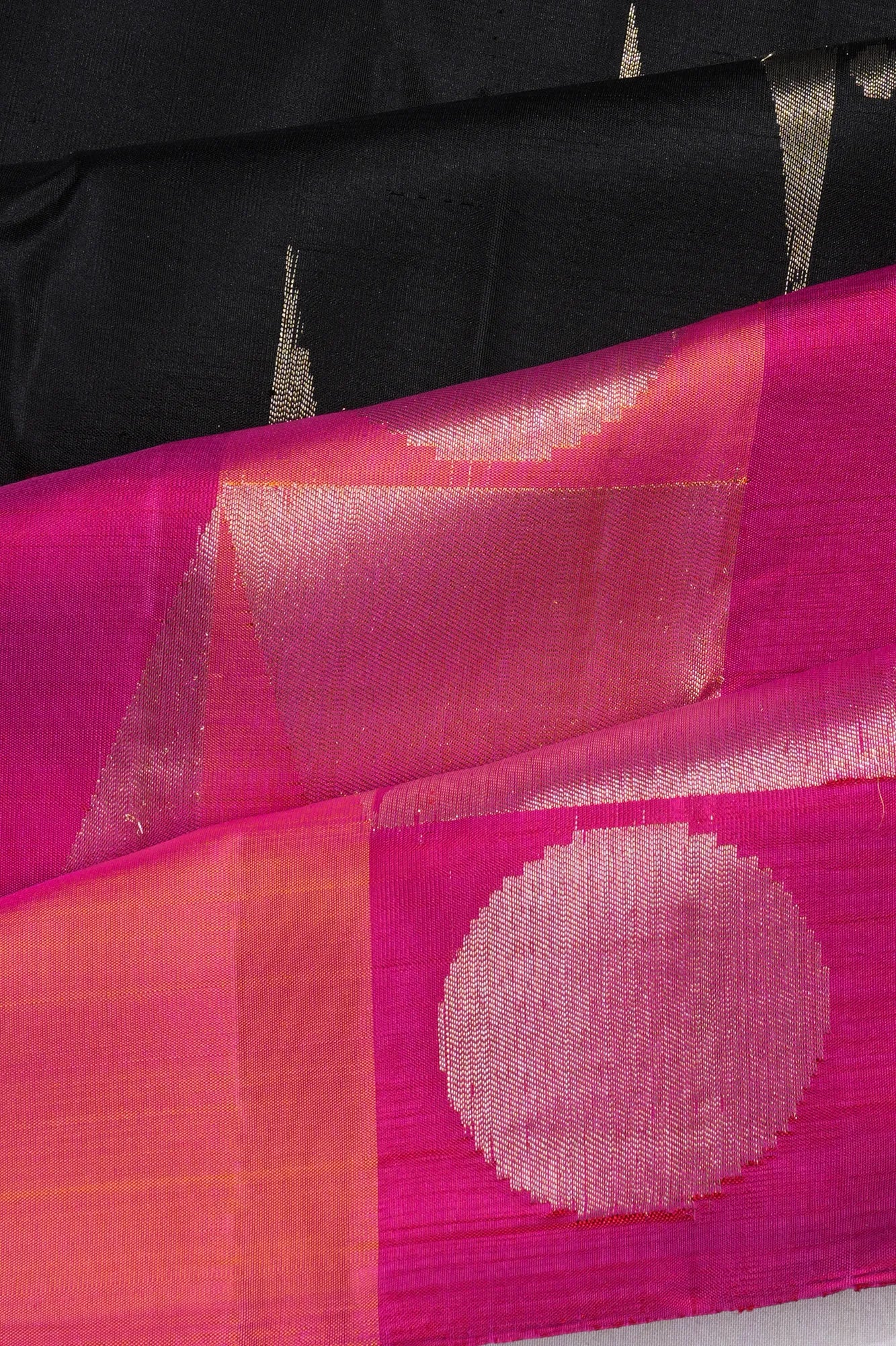 Kanchipuram Silk Butta Black Saree With Very Big Border