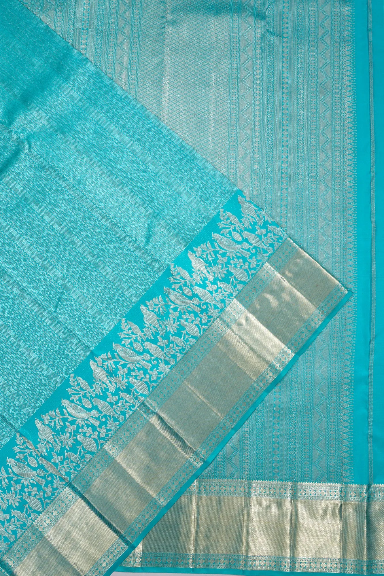 Kanchipuram Silk Brocade Sky Blue Saree