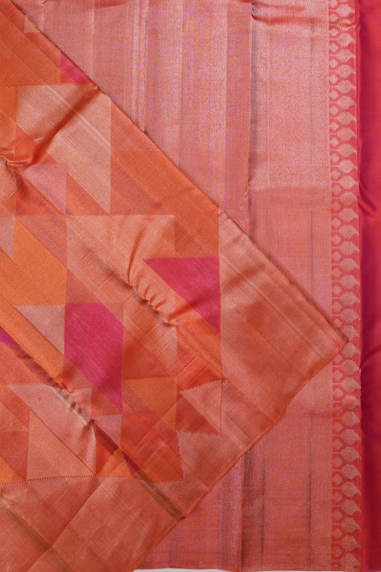 Kanchipuram Silk Brocade Orange Saree
