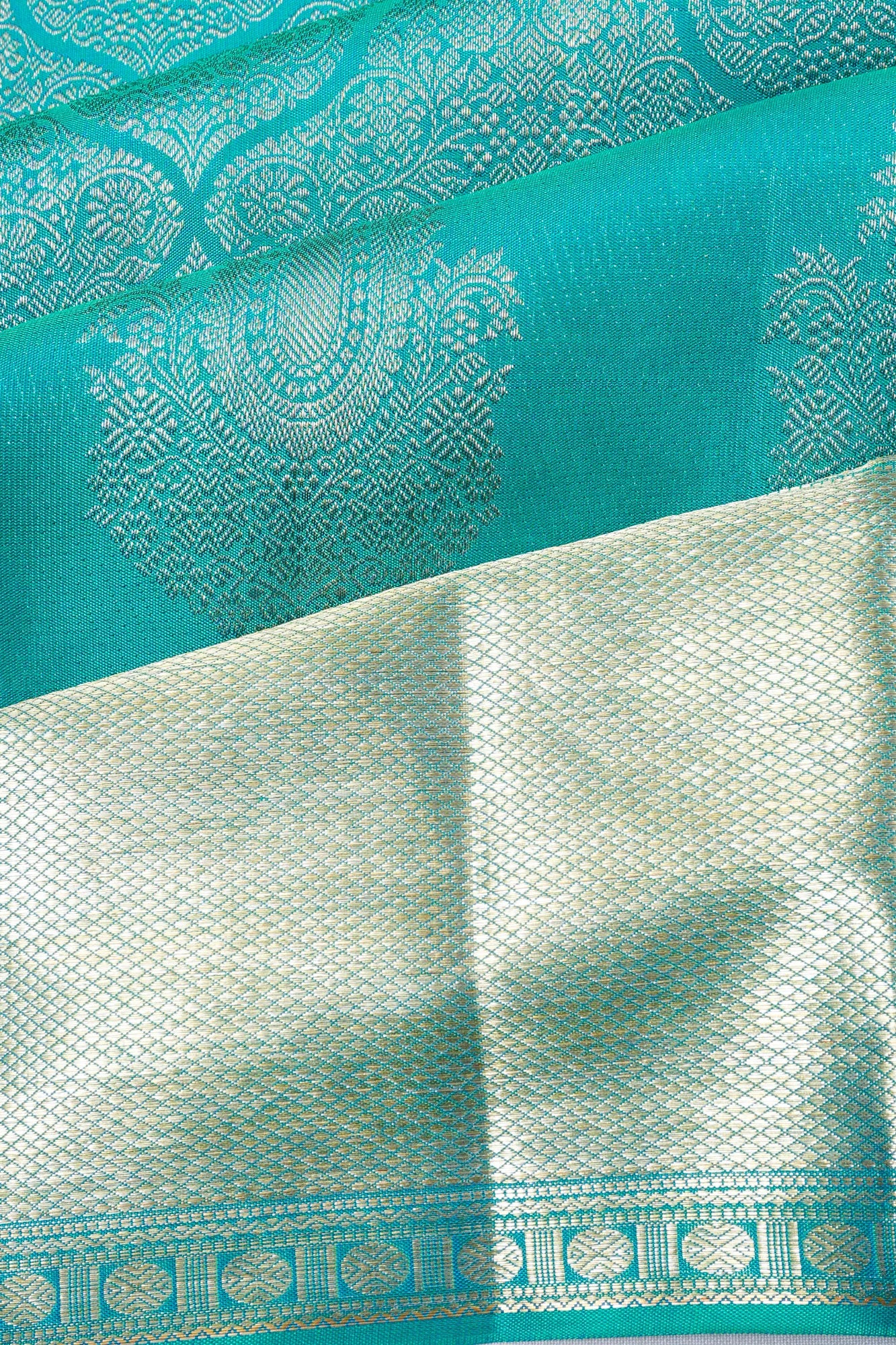 Kanchipuram Silk Brocade Sky Blue Saree