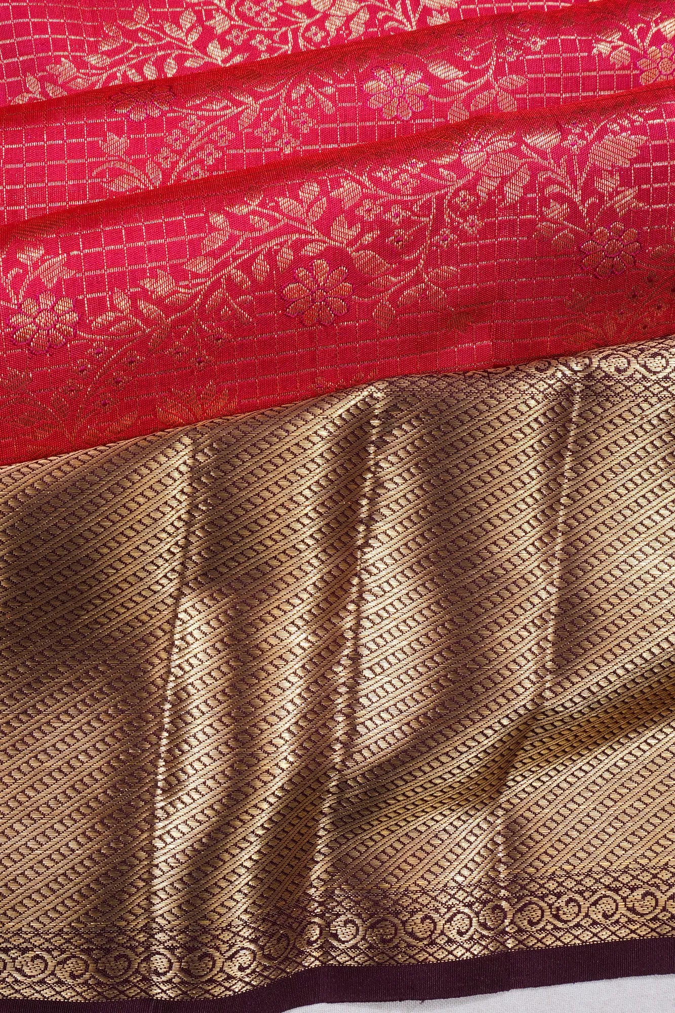 Kanchipuram Silk Brocade Pink Saree
