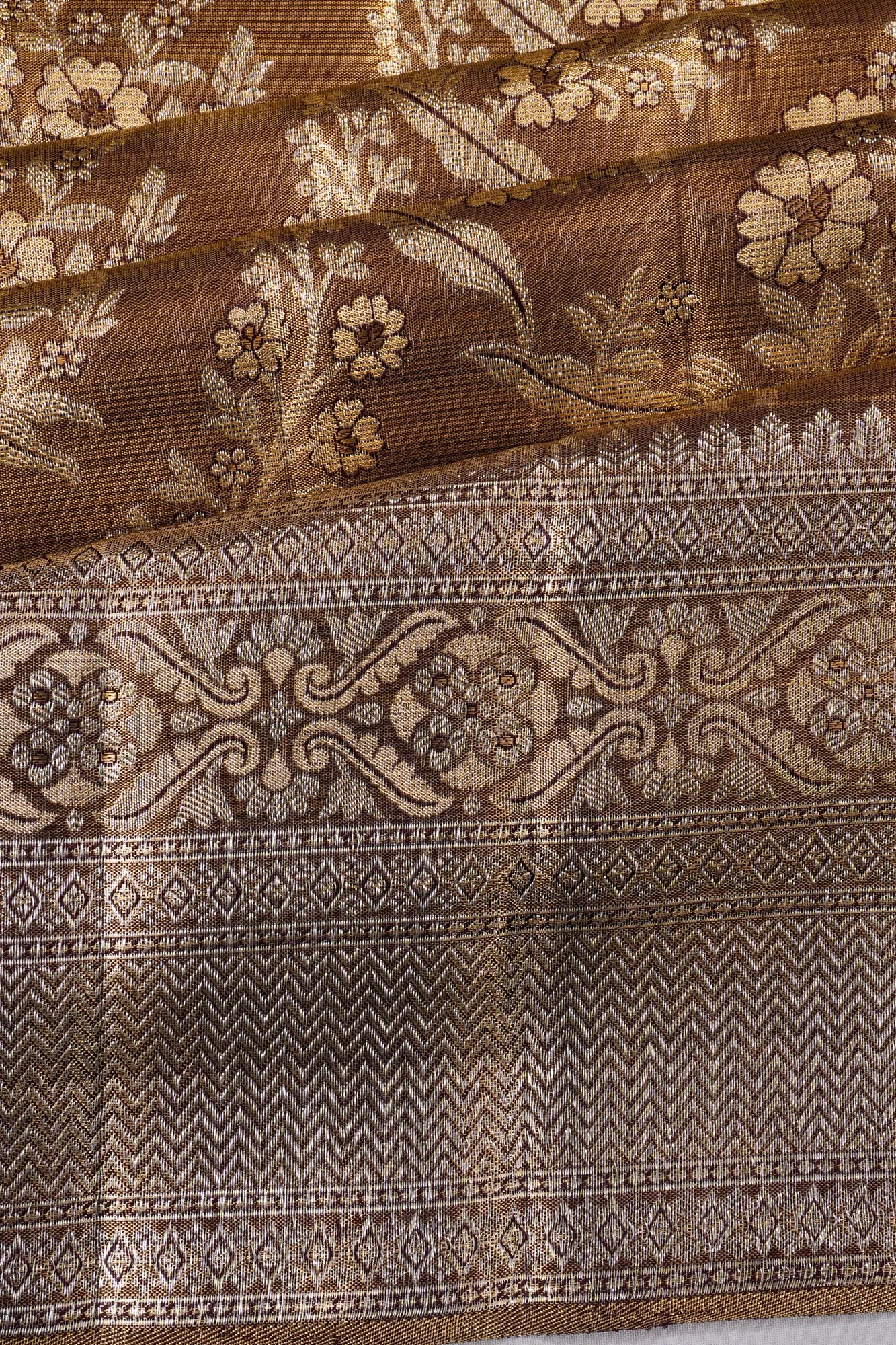 Kanchipuram Silk Tissue Brocade Green Saree