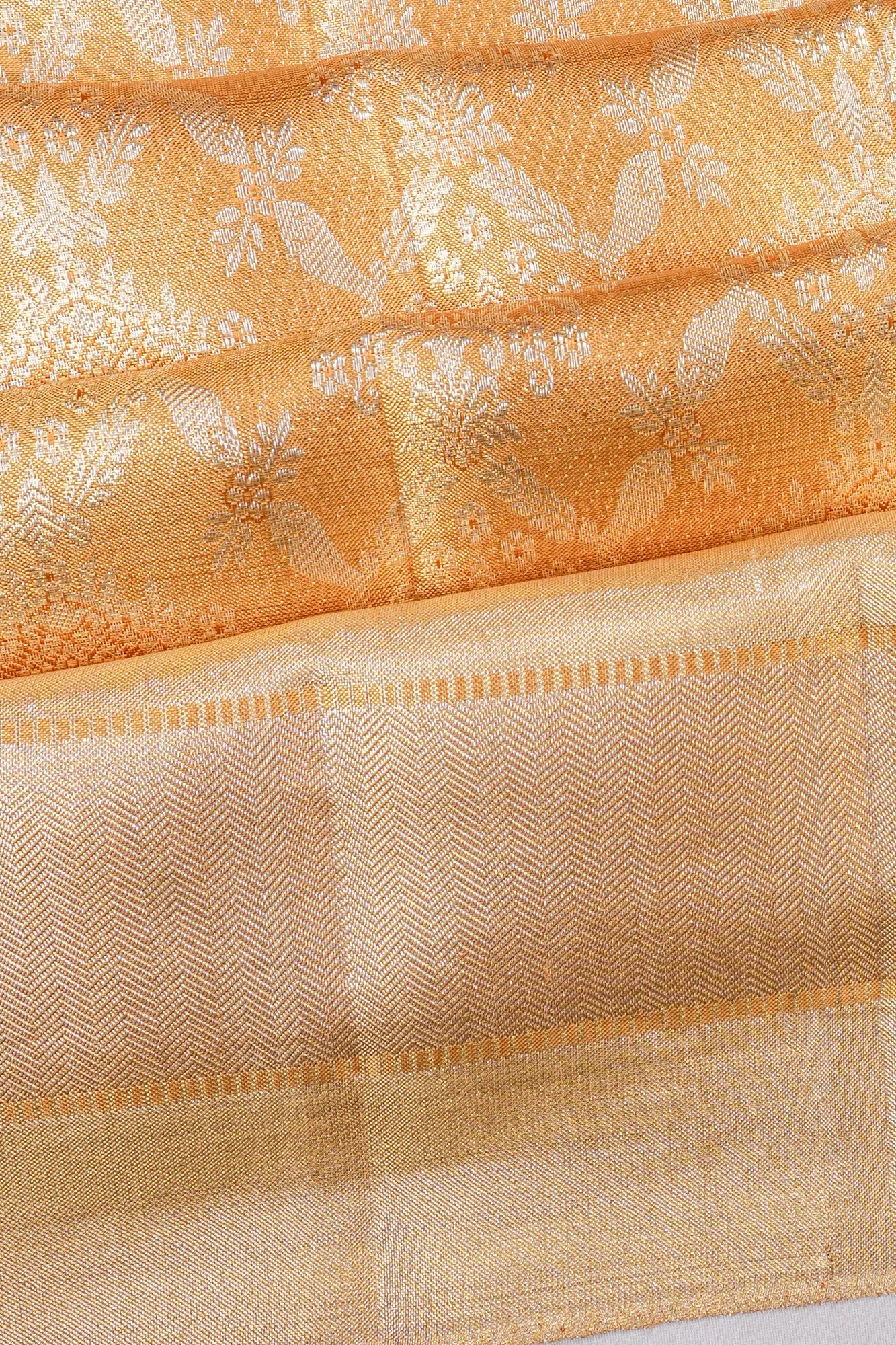 Kanchipuram Silk Tissue Brocade Gold Saree