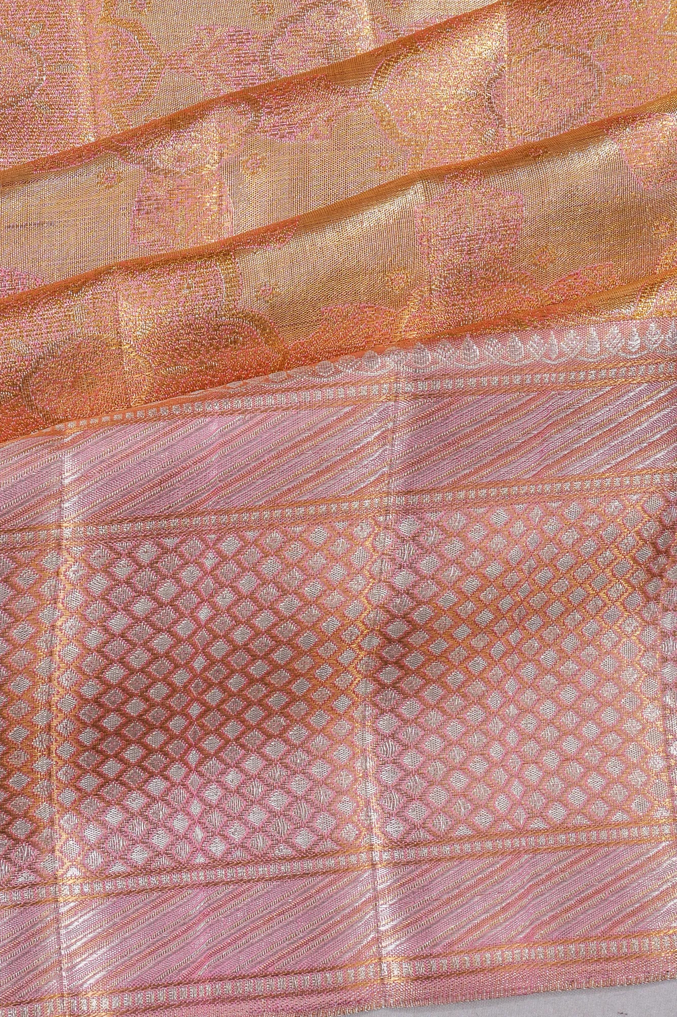 Kanchipuram Silk Tissue Brocade Pastel Green Saree