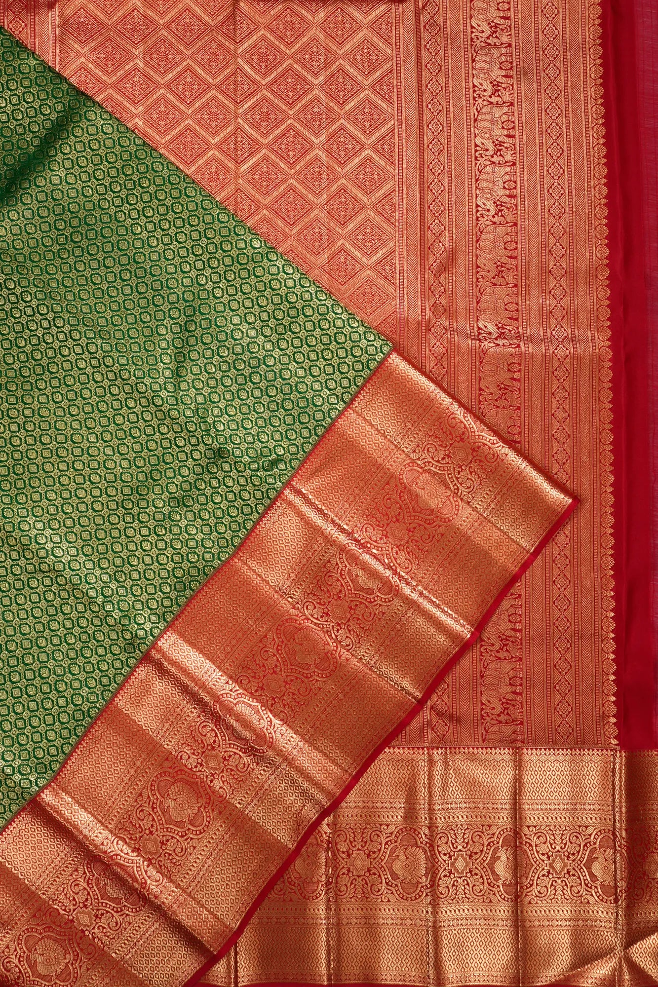 Kanchipuram Silk Brocade Green Saree
