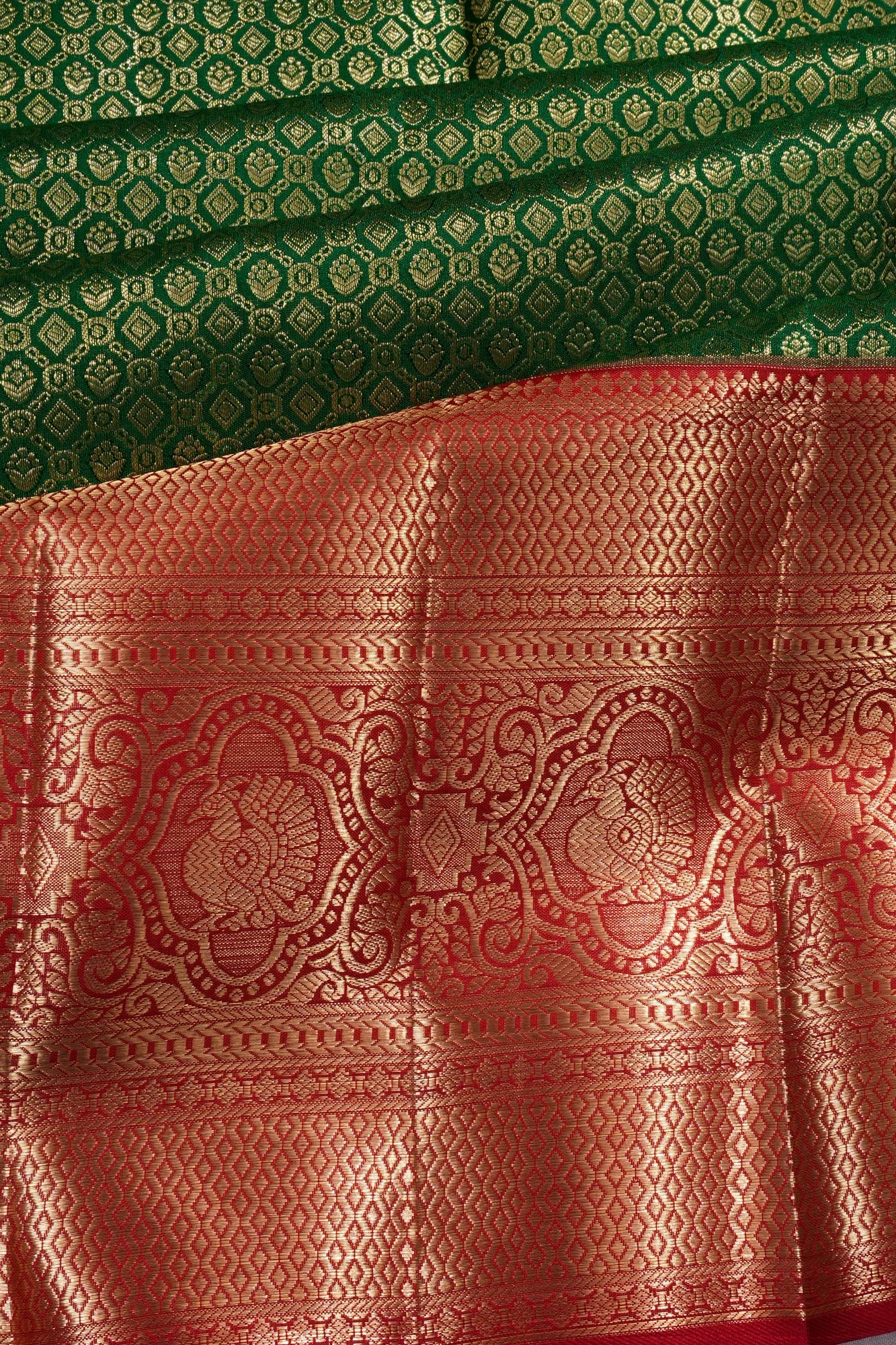 Kanchipuram Silk Brocade Green Saree