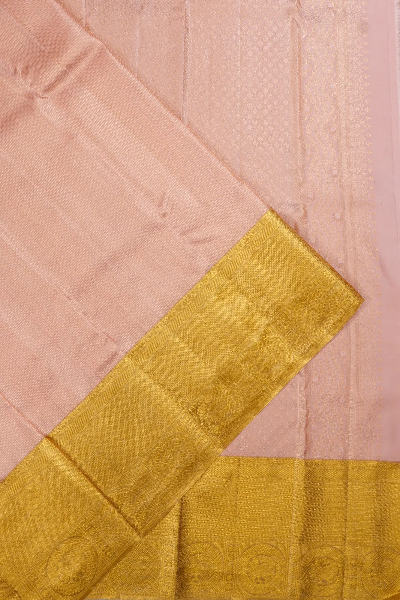 Kanchipuram Silk Brocade Peach Saree