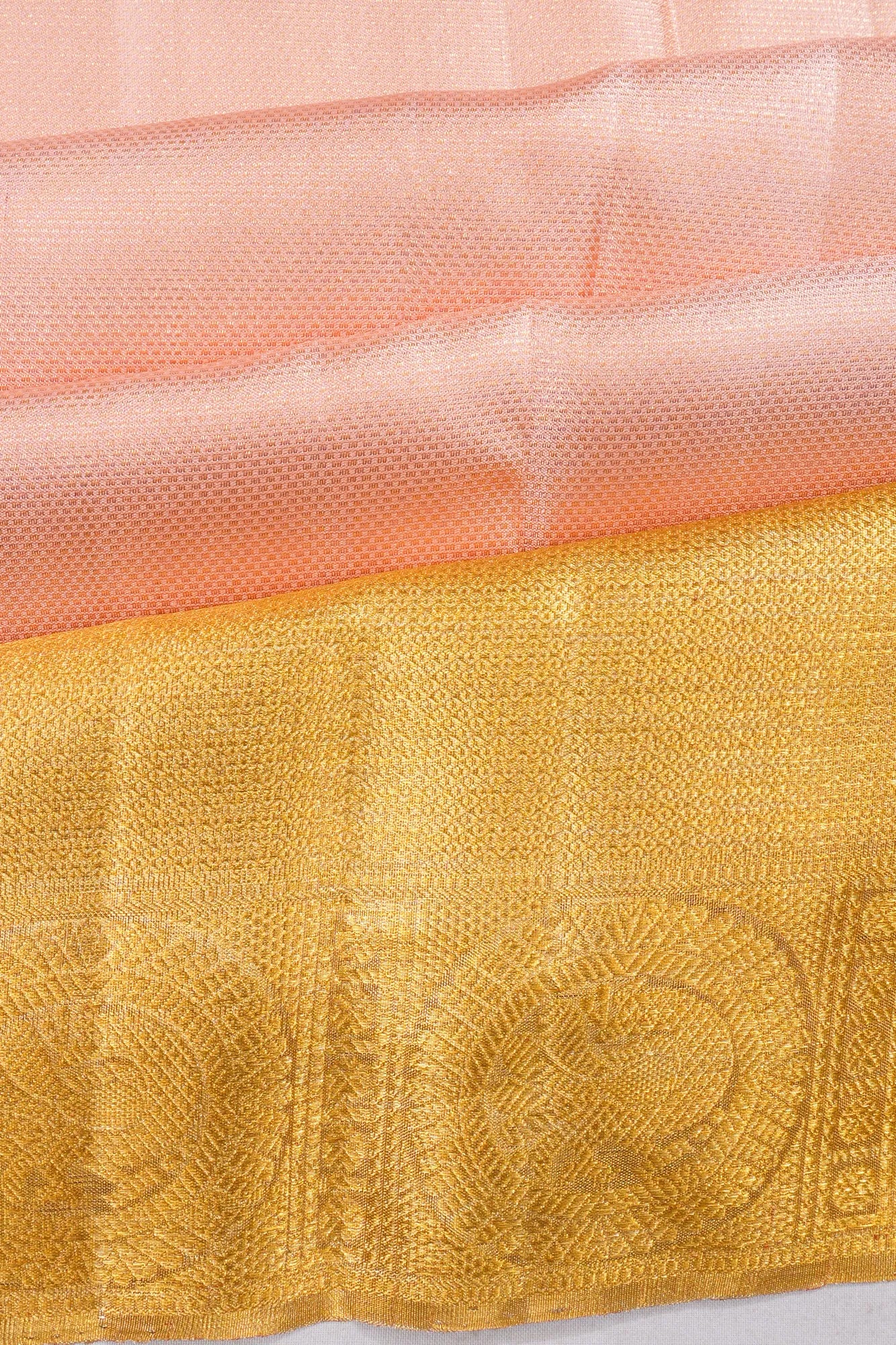 Kanchipuram Silk Brocade Peach Saree