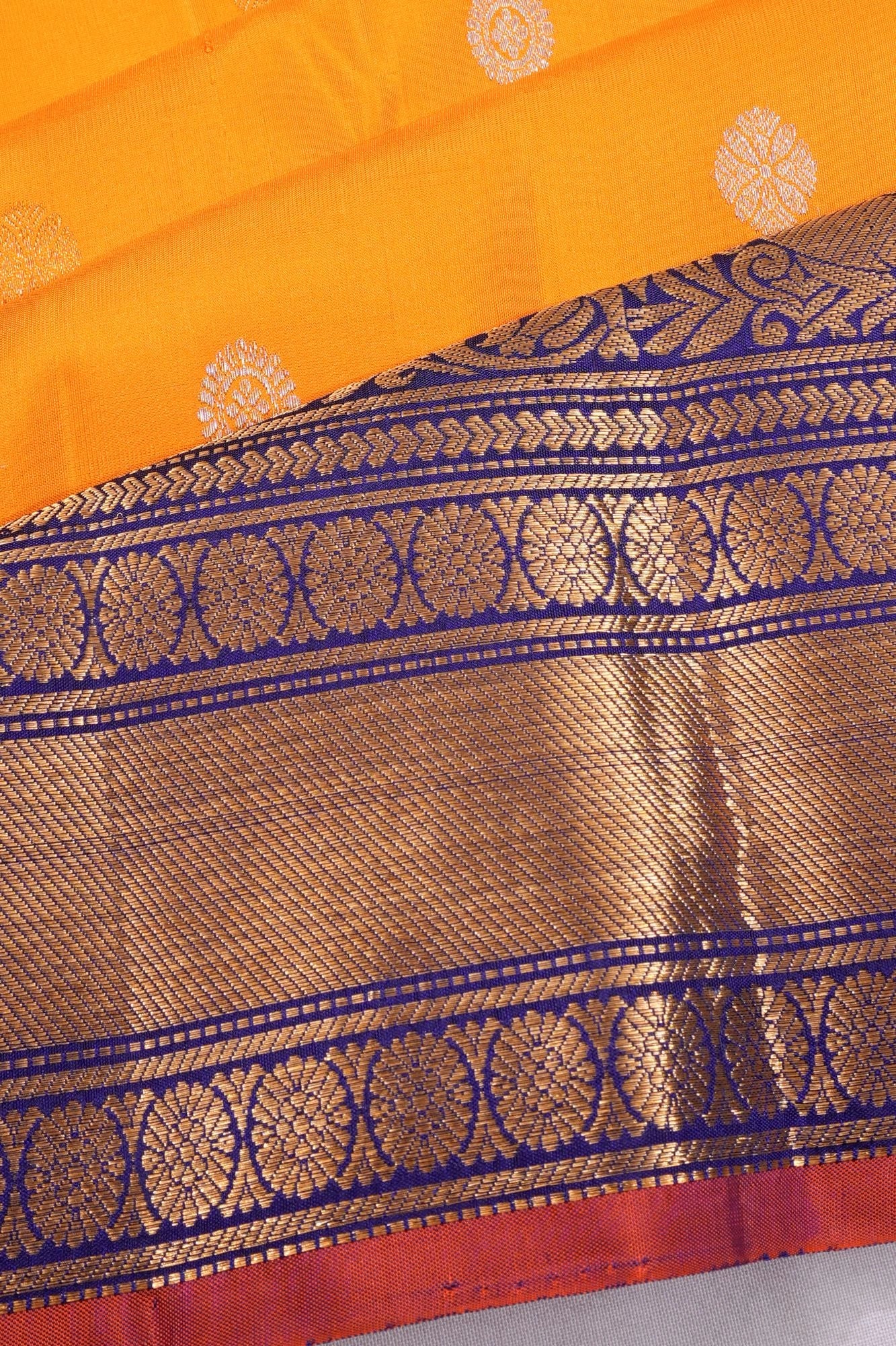 Kanchipuram Silk Butta Mustard Yellow Saree