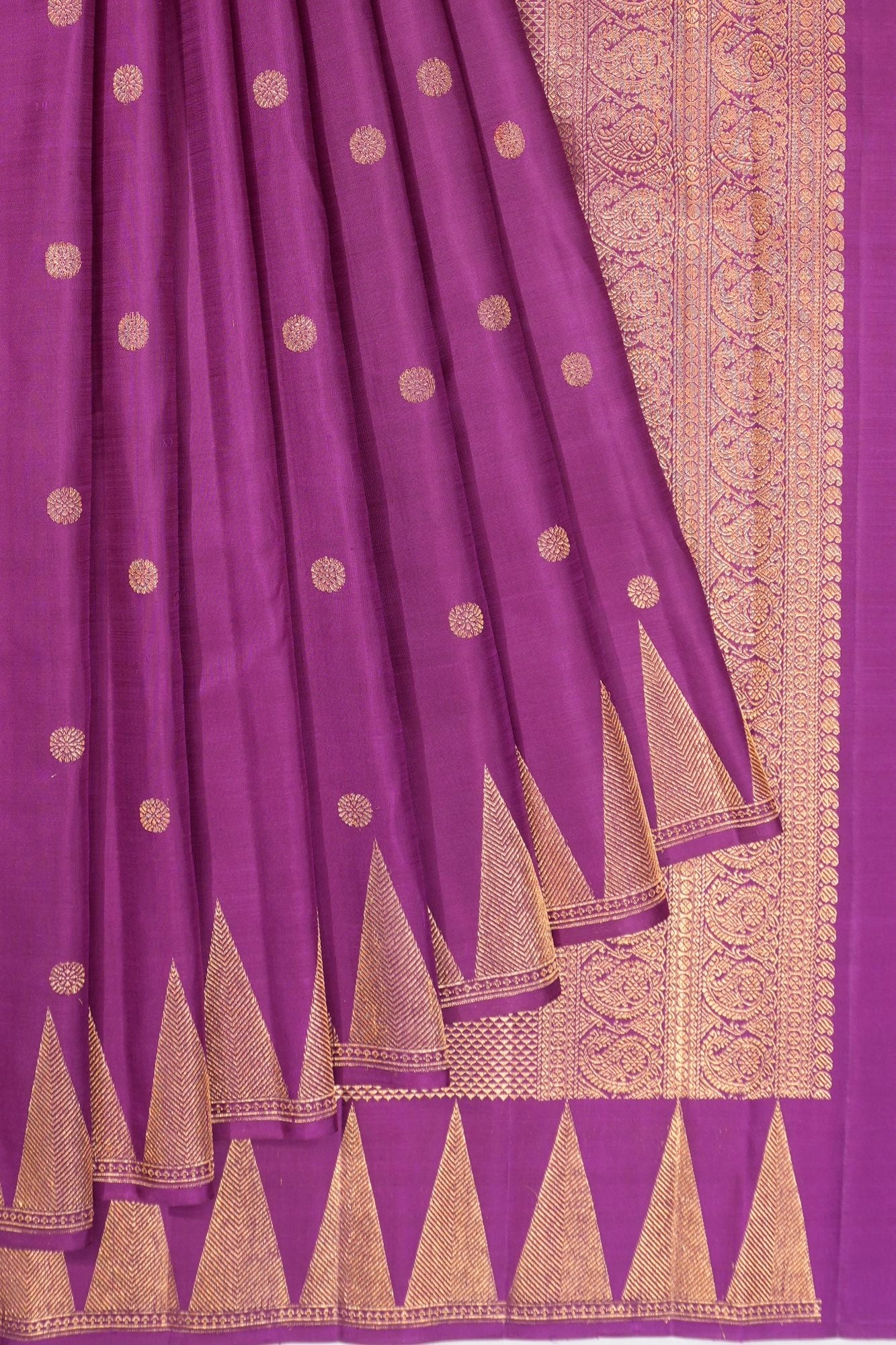 Kanchipuram Silk Butta Purple Saree With Temple Border
