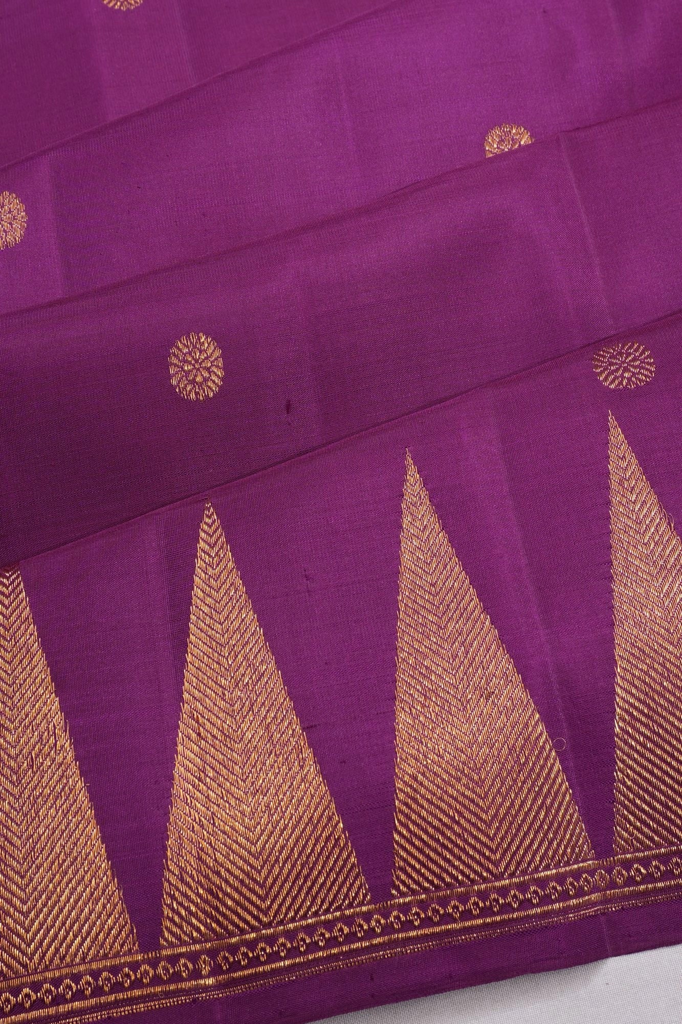 Kanchipuram Silk Butta Purple Saree With Temple Border