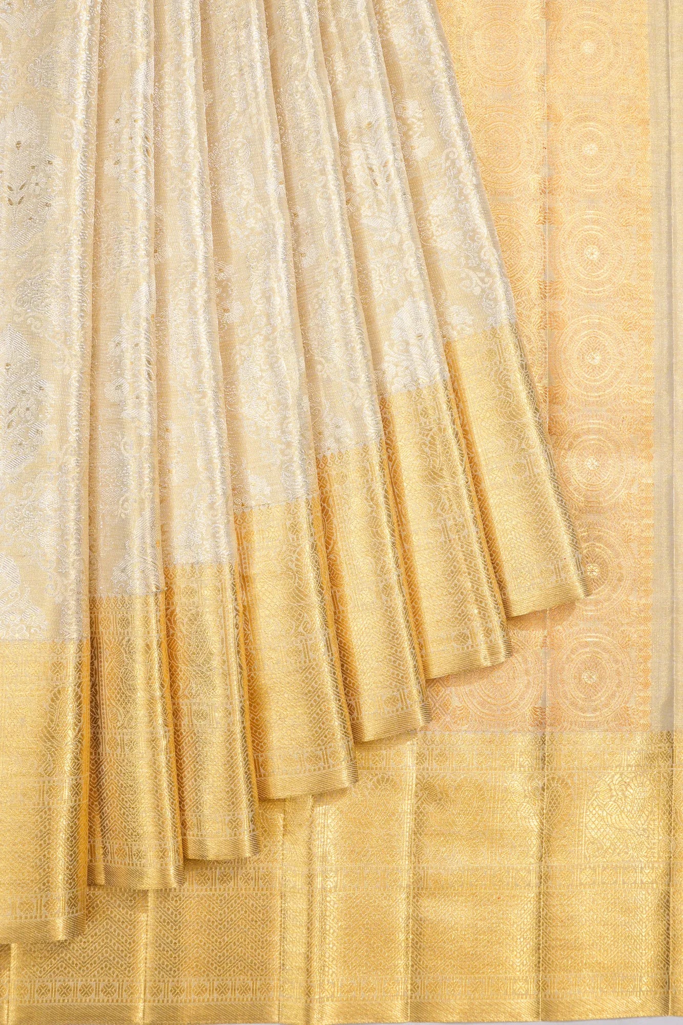 Kanchipuram Silk Tissue Jaal Gold Saree