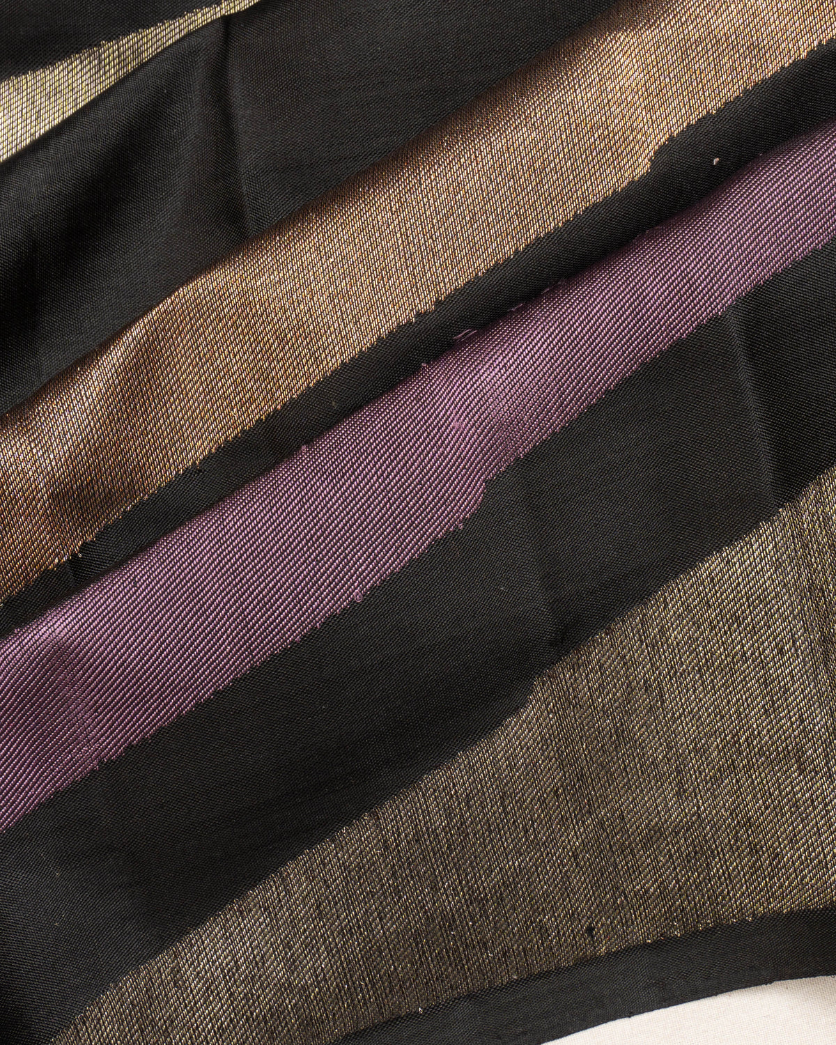 Kanchipuram Silk Multicolour Lines Black Saree