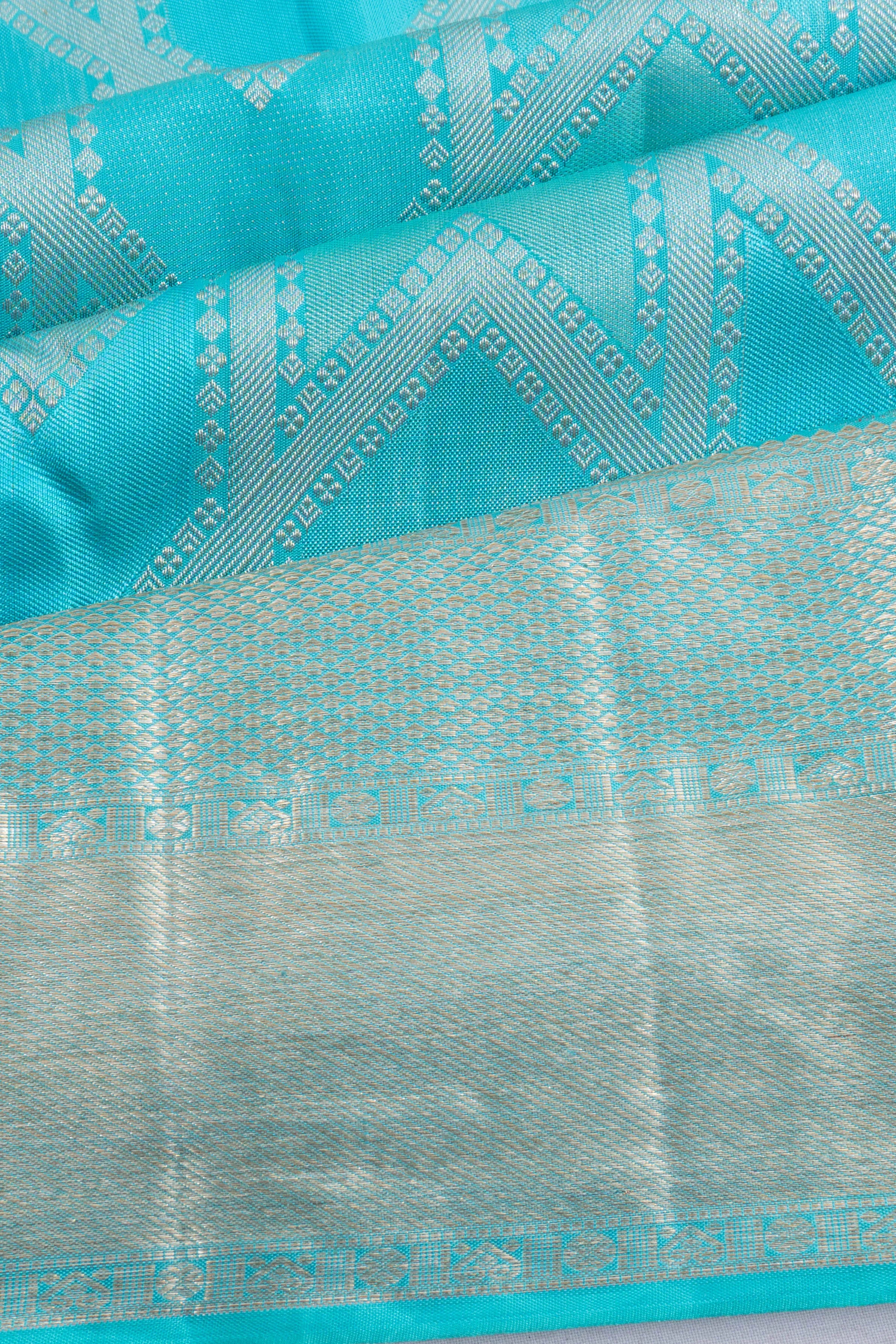 Kanchipuram Silk Brocade Sky Blue Saree