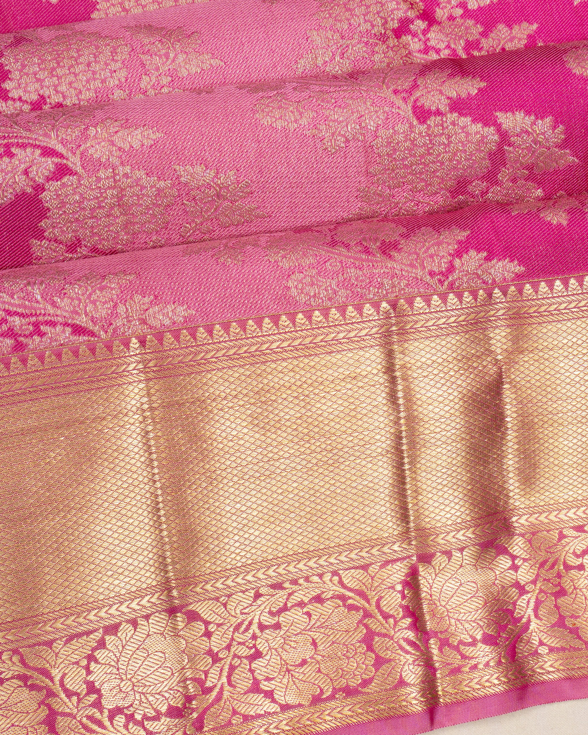 Kanchipuram Silk Brocade Pink Saree