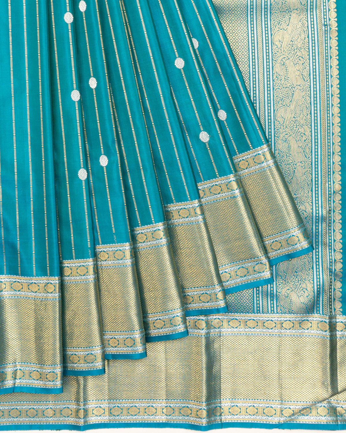 Kanchipuram Silk Brocade And Butta Blue Saree