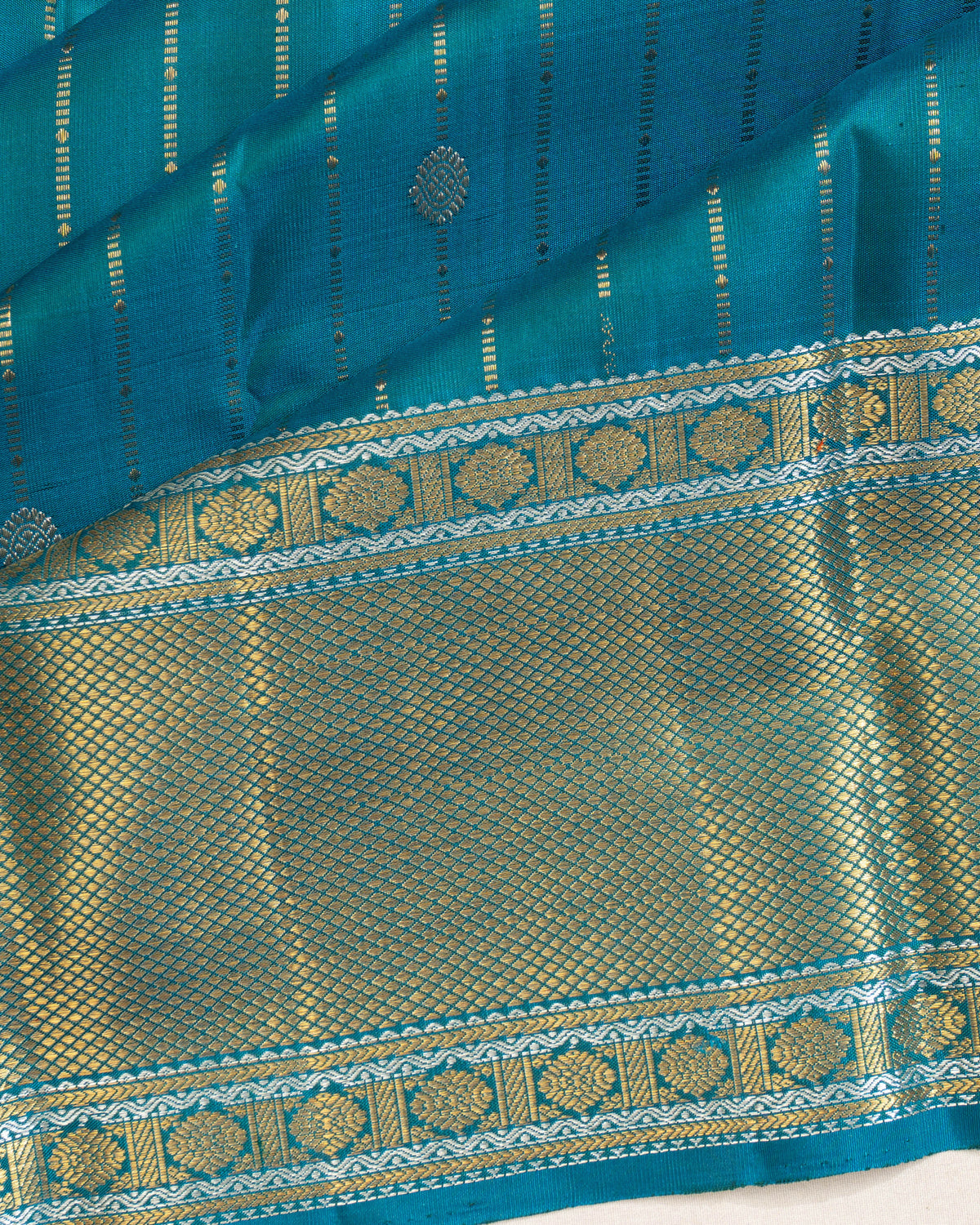 Kanchipuram Silk Brocade And Butta Blue Saree