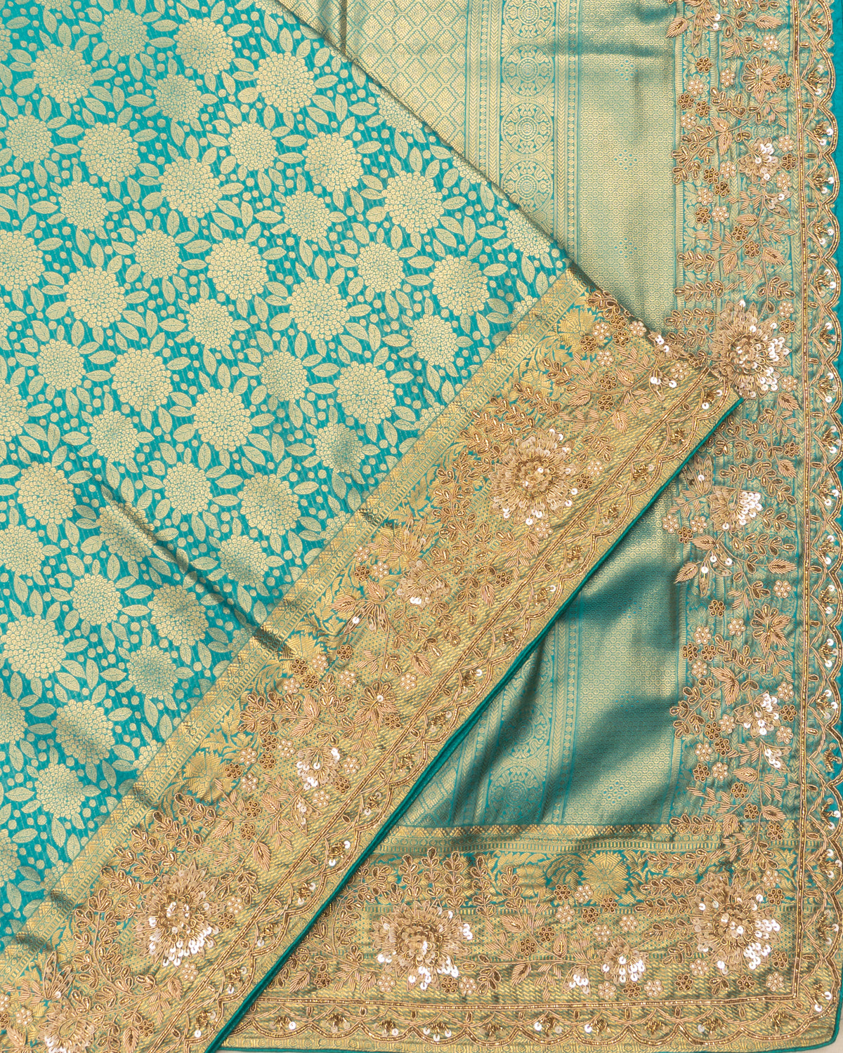 Taranga Kanchi Silk Brocade Sky Blue Saree With Zardosi Border