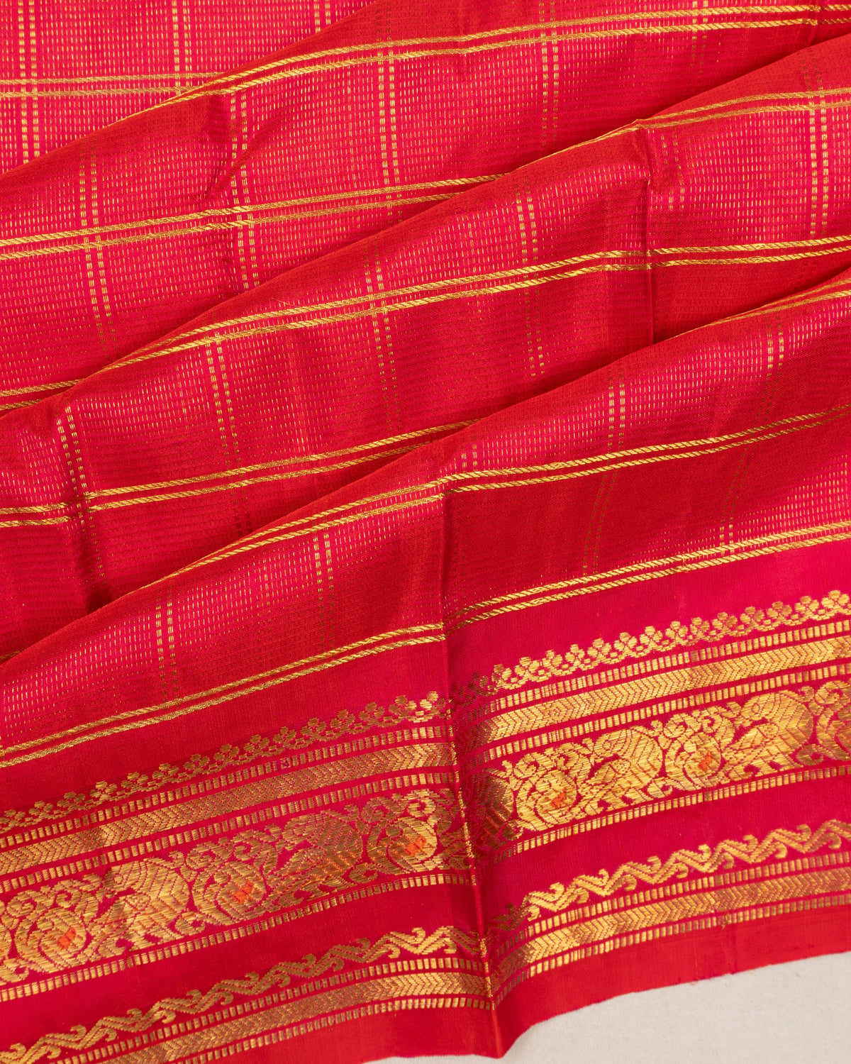 Classic Kanchipuram Silk Checks Red Saree
