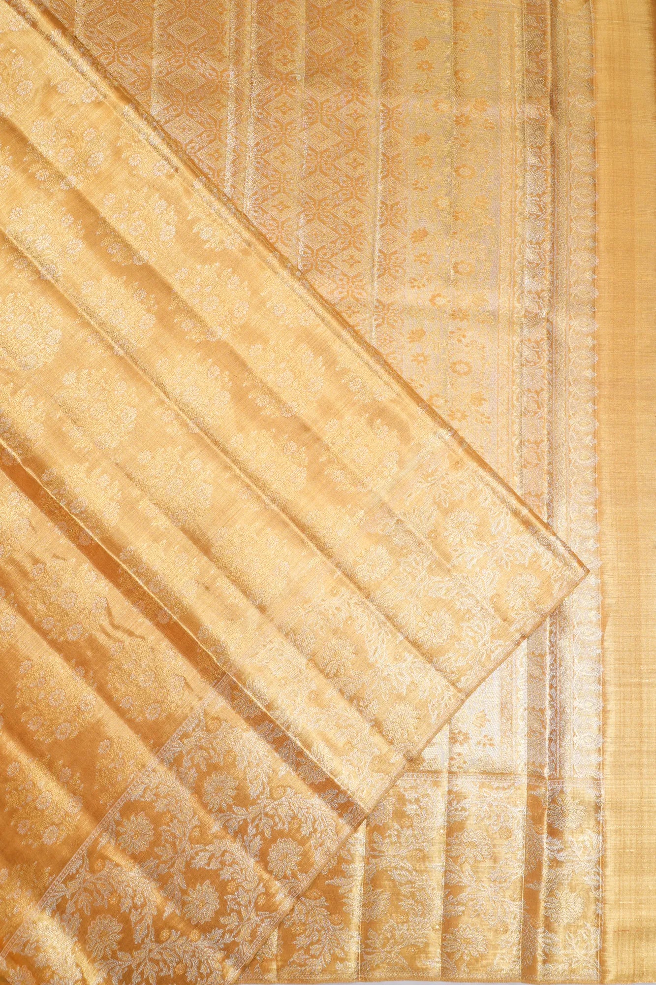 Kanchipuram Silk Tissue Brocade Gold Saree