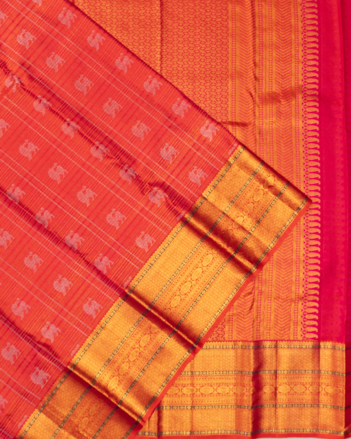 Kanchipuram Silk Checks And Butta Pink Saree