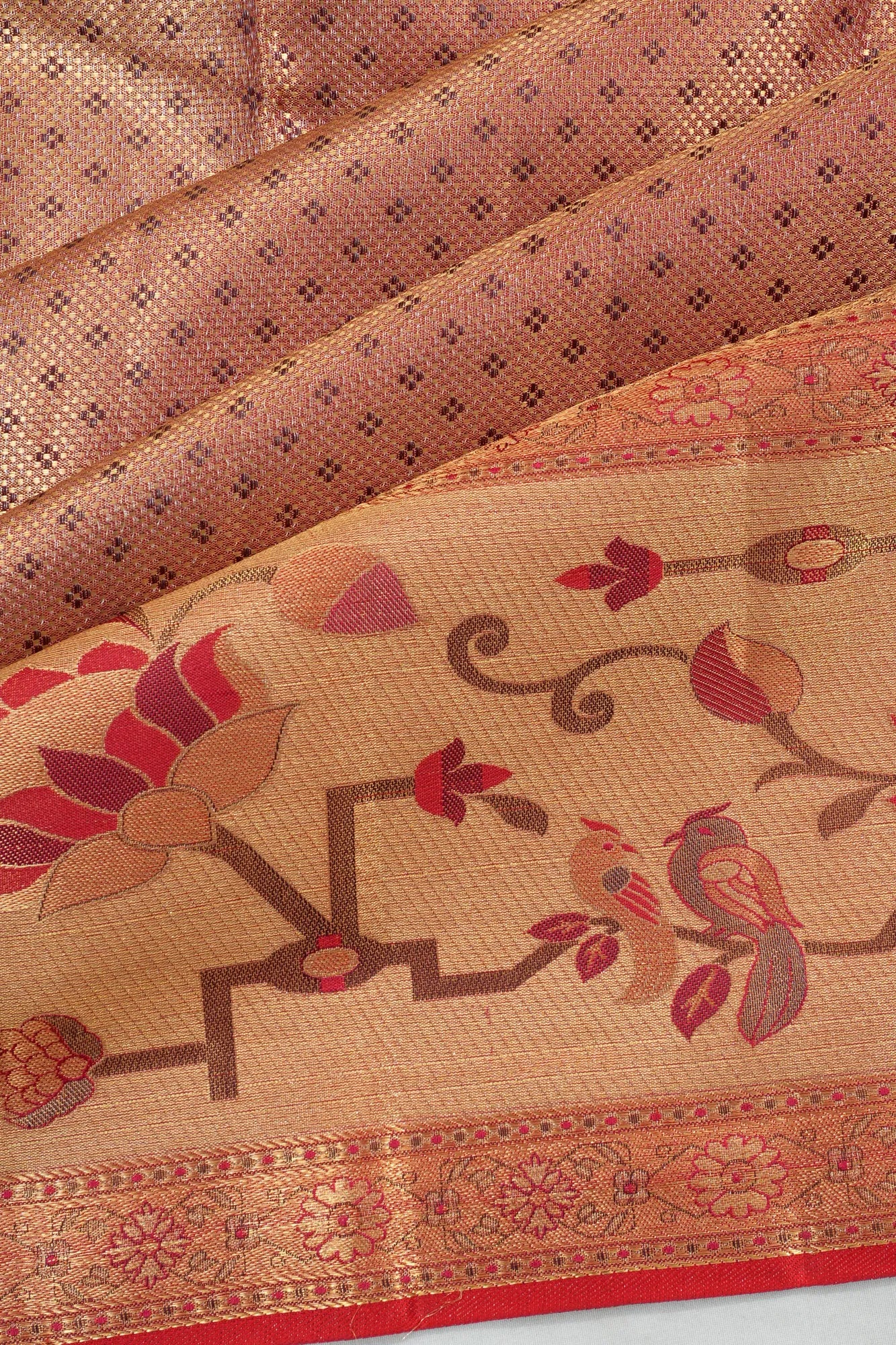 Taranga Kanchi Silk Tissue Butta Red Saree