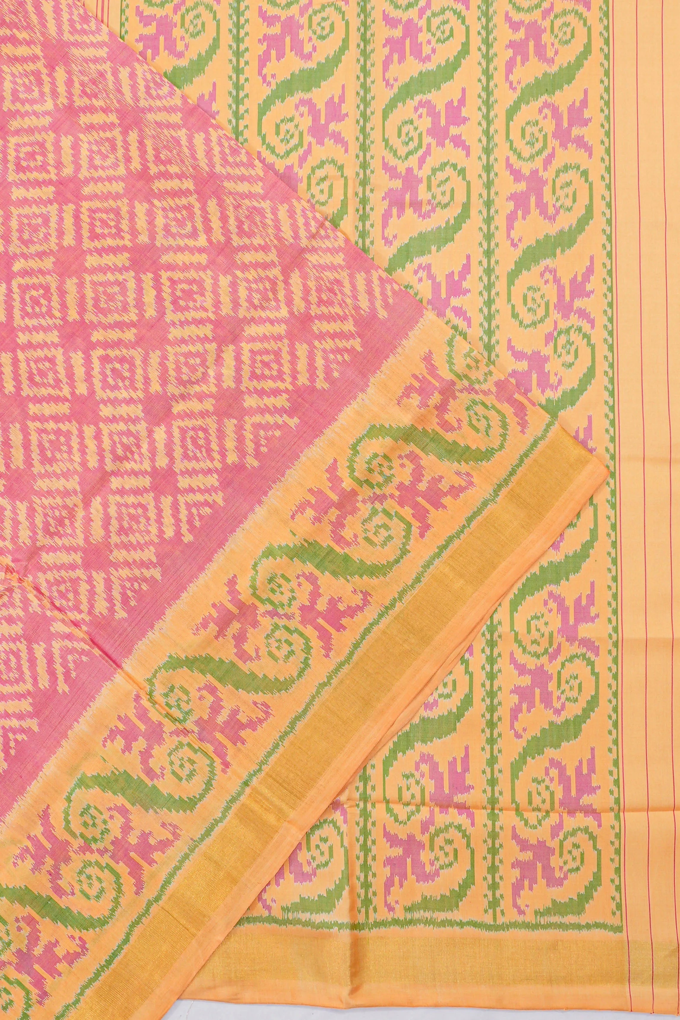 Rajkot Patola Silk Ikat Pink Saree