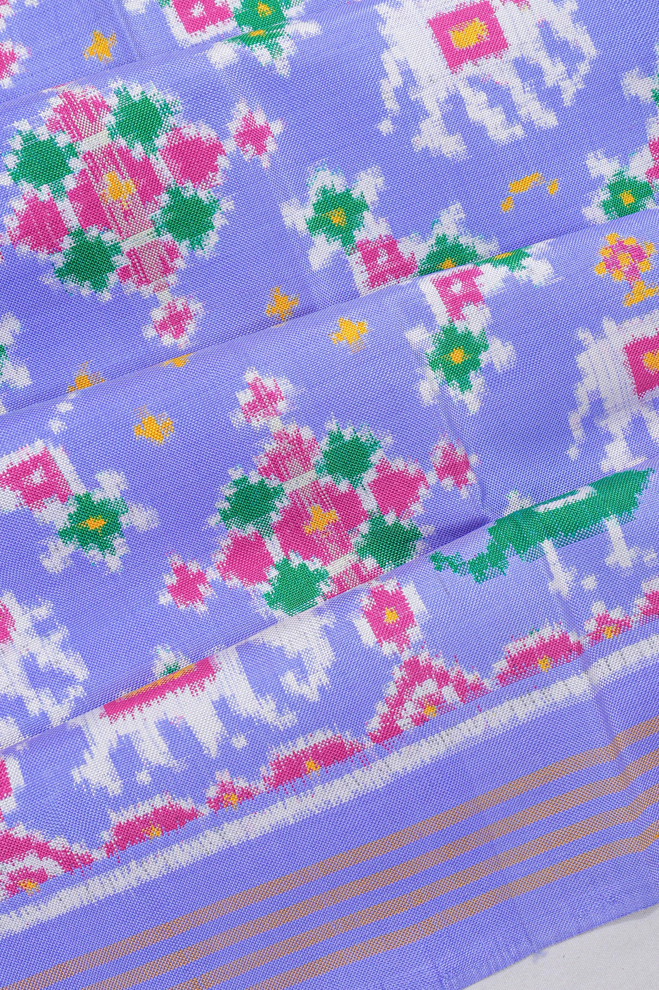 Patan Patola Silk Double Ikat Navratna Lavender Saree