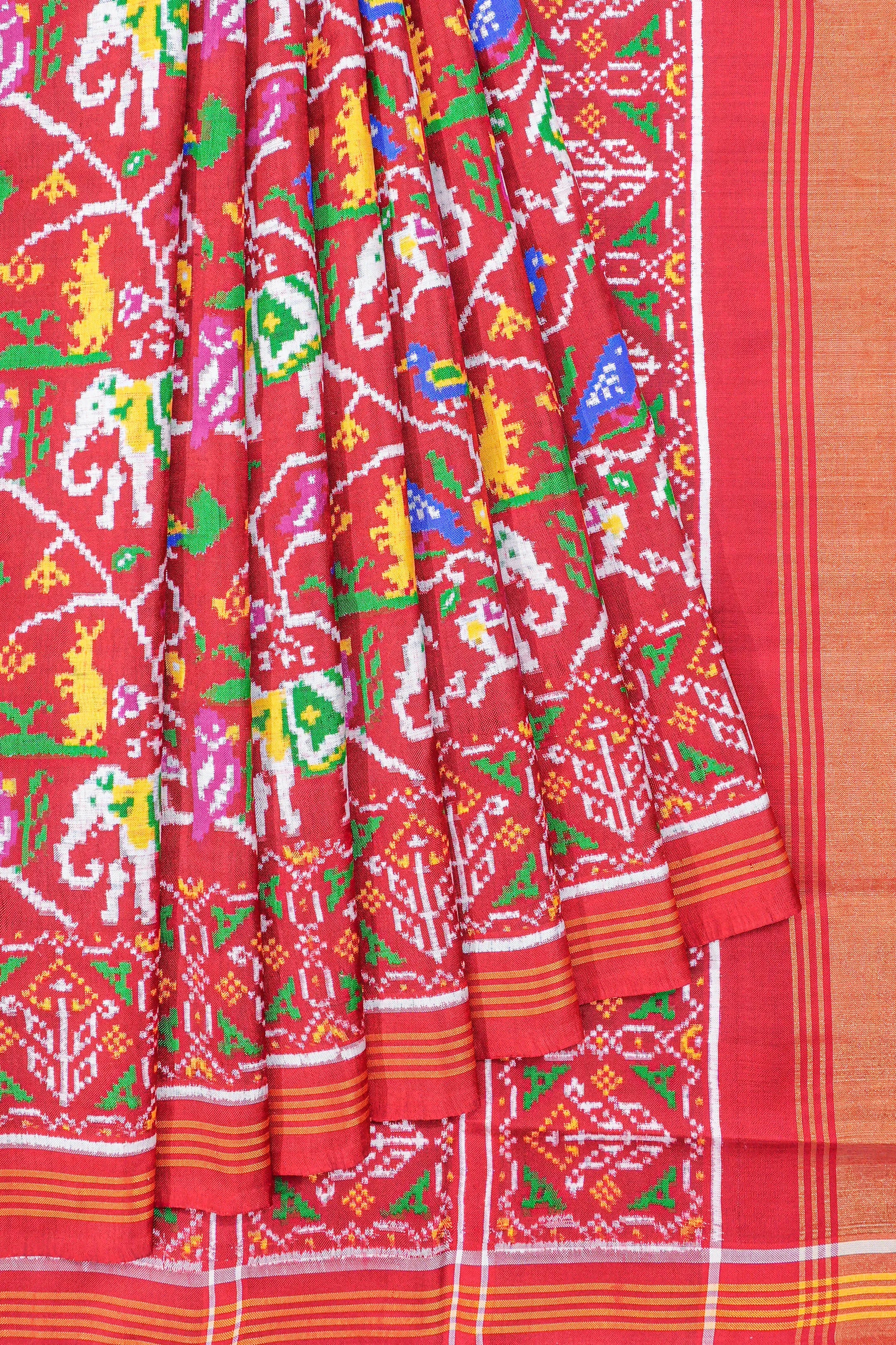 Patan Patola Silk Double Ikat Red Saree