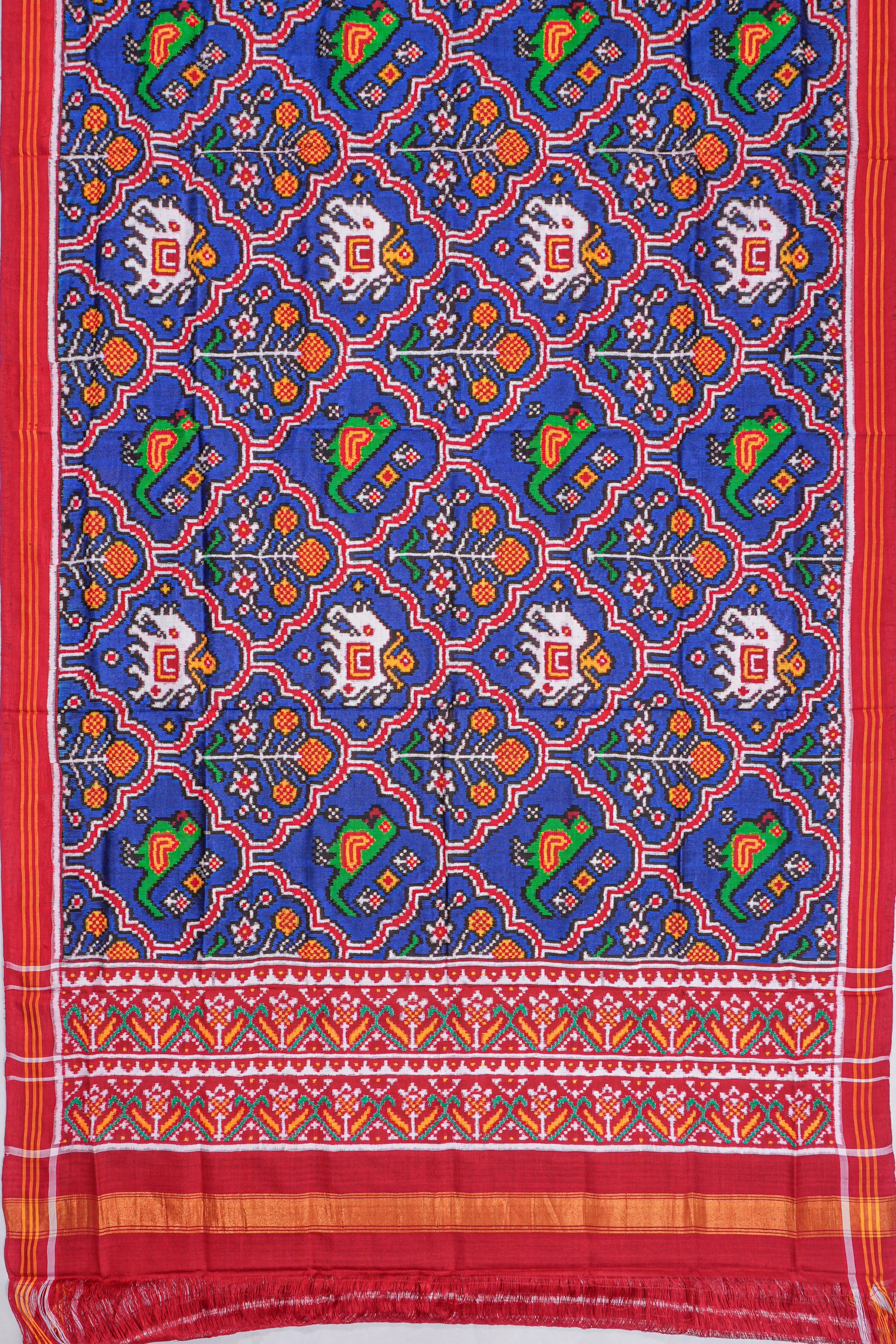 Patan Patola Silk Double Ikat Blue Dupatta