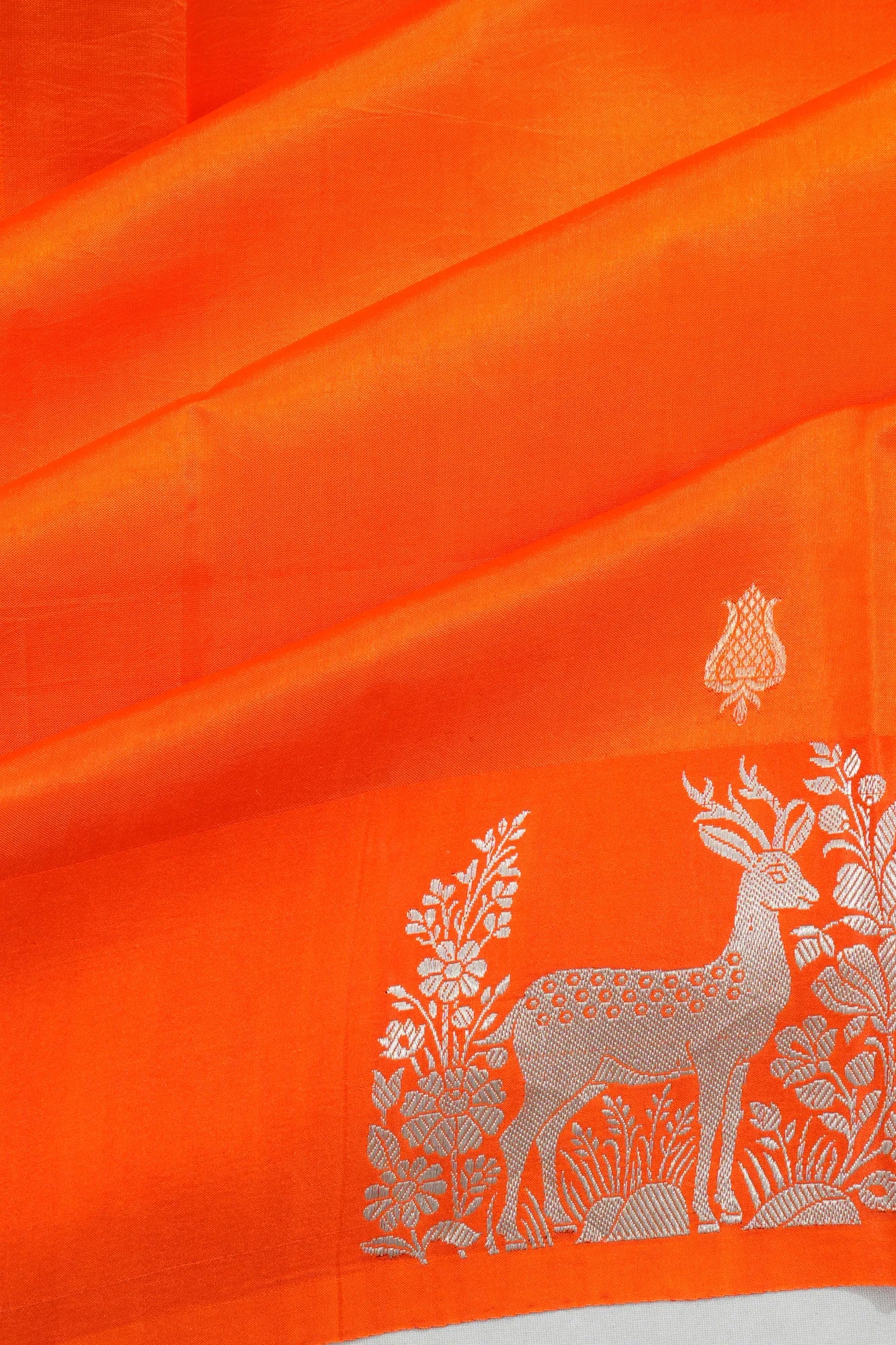 Banarasi Katan Silk Butta Orange Saree