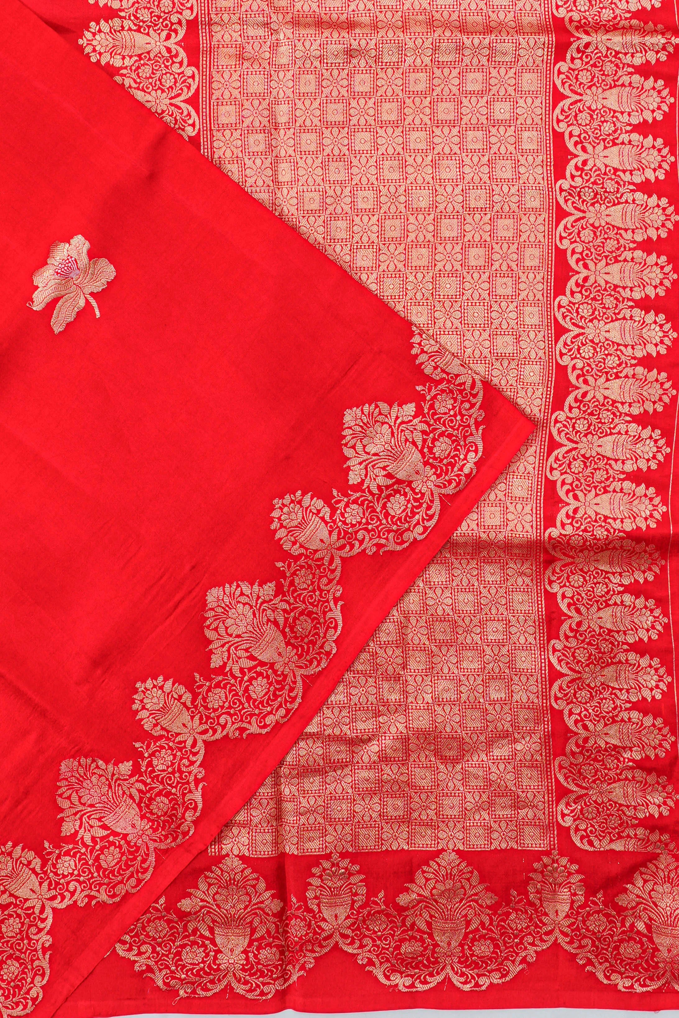 Banarasi Katan Silk Butta Red Saree