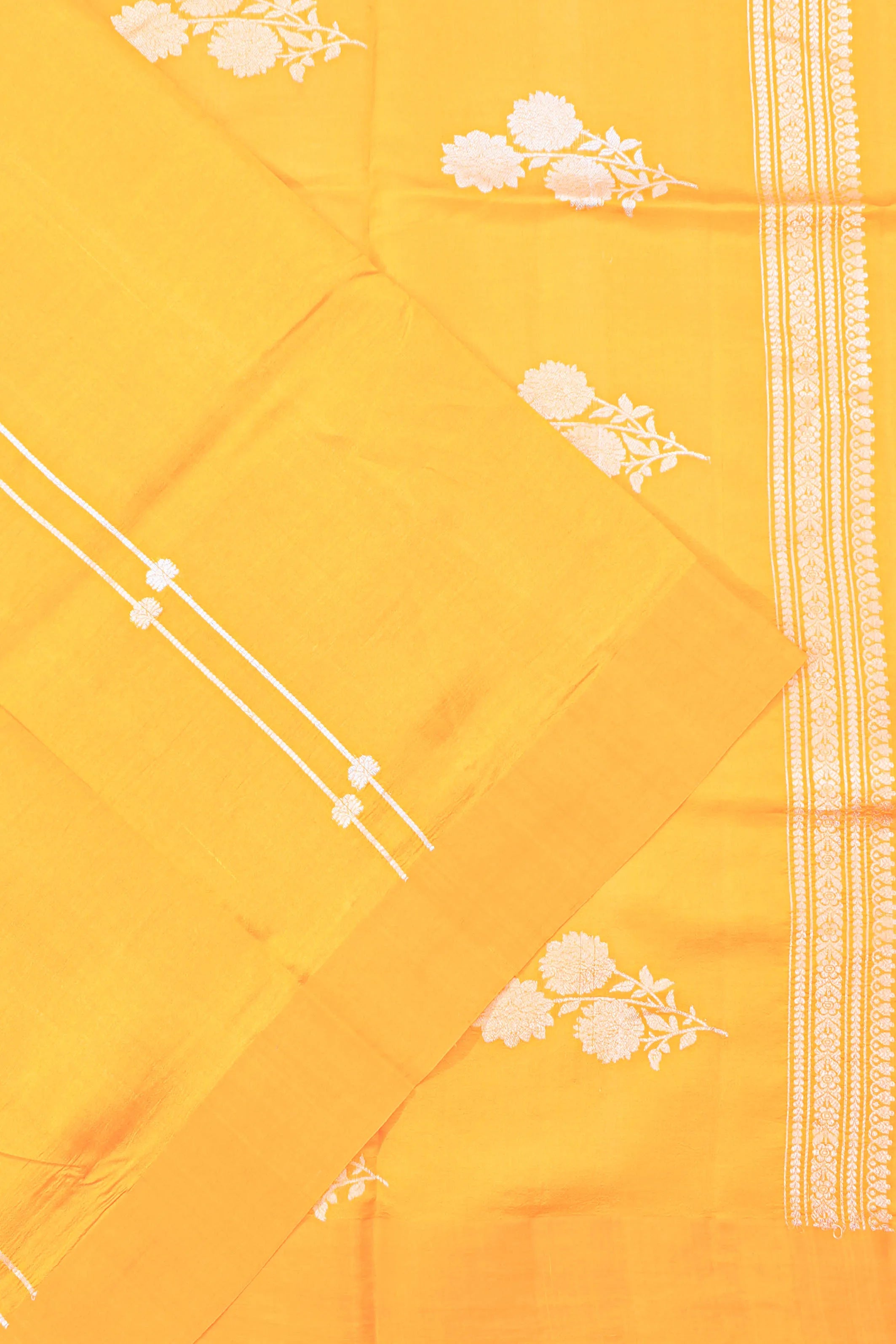 Banarasi Katan Silk Lines Mustard Yellow Saree