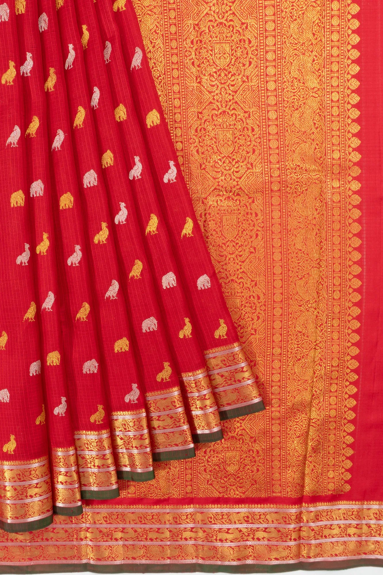 Kanchipuram X Zari Kota Cotton Butta Red Saree