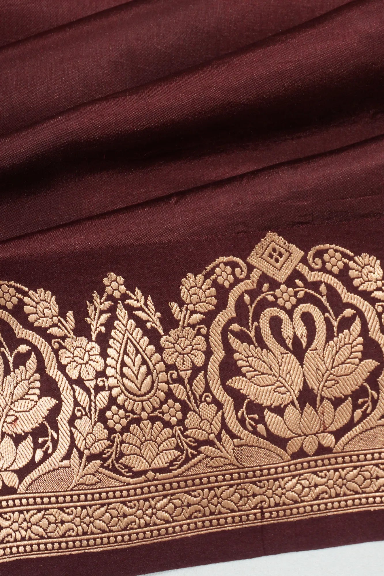Banarasi Katan Silk Butta Brown Saree