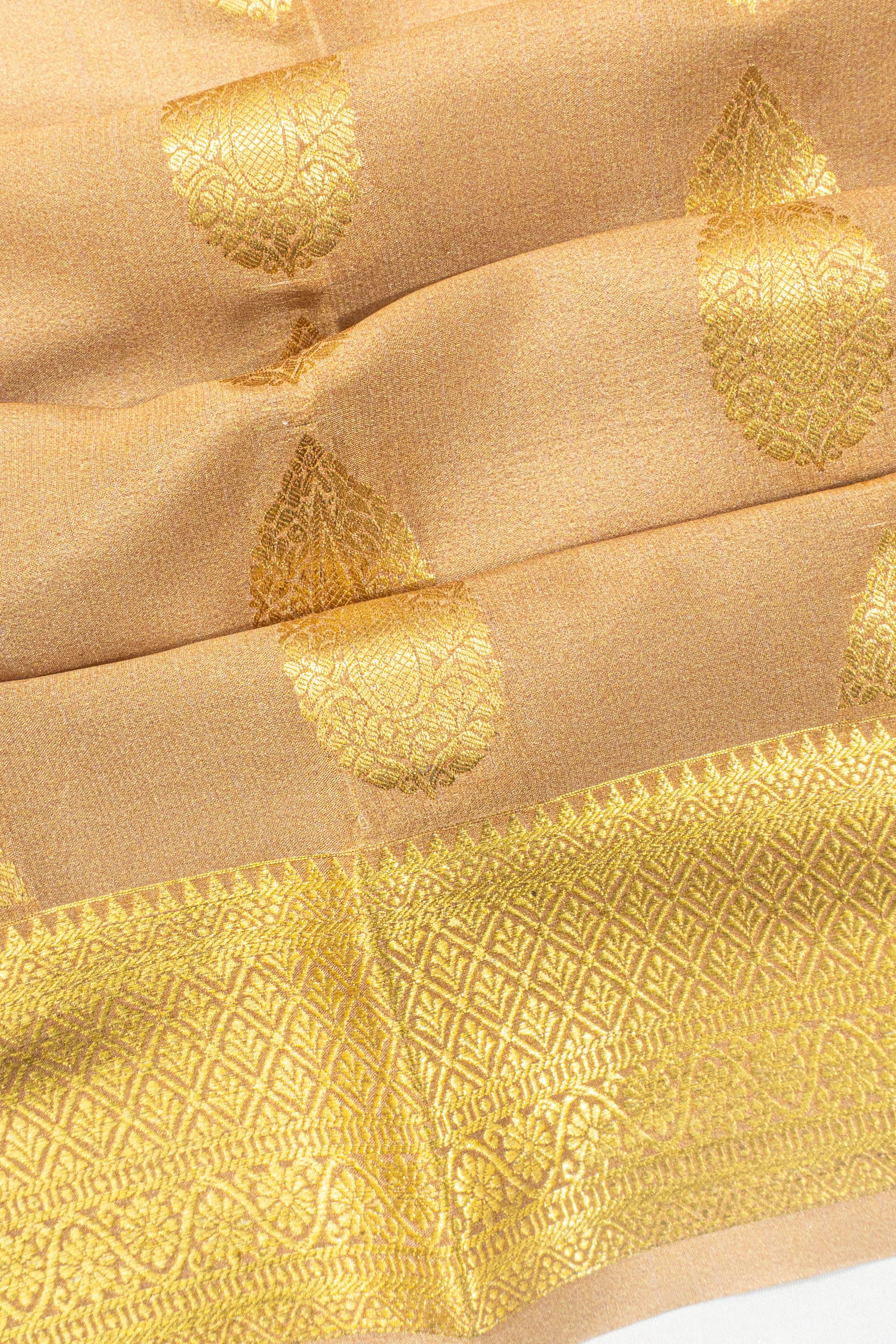 Mysore Silk Floral Printed Brown Saree
