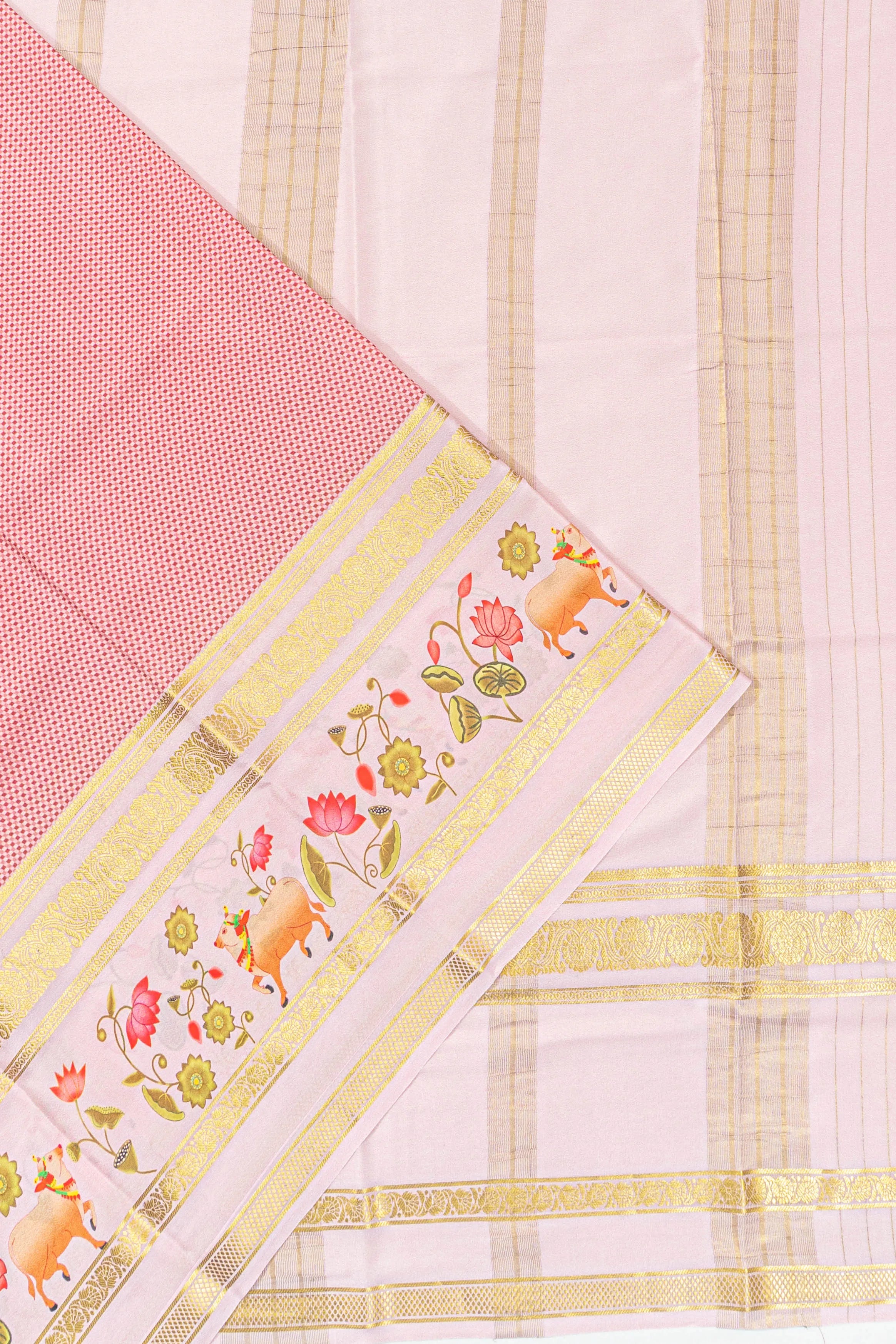 Mysore Silk Brocade Pink Saree