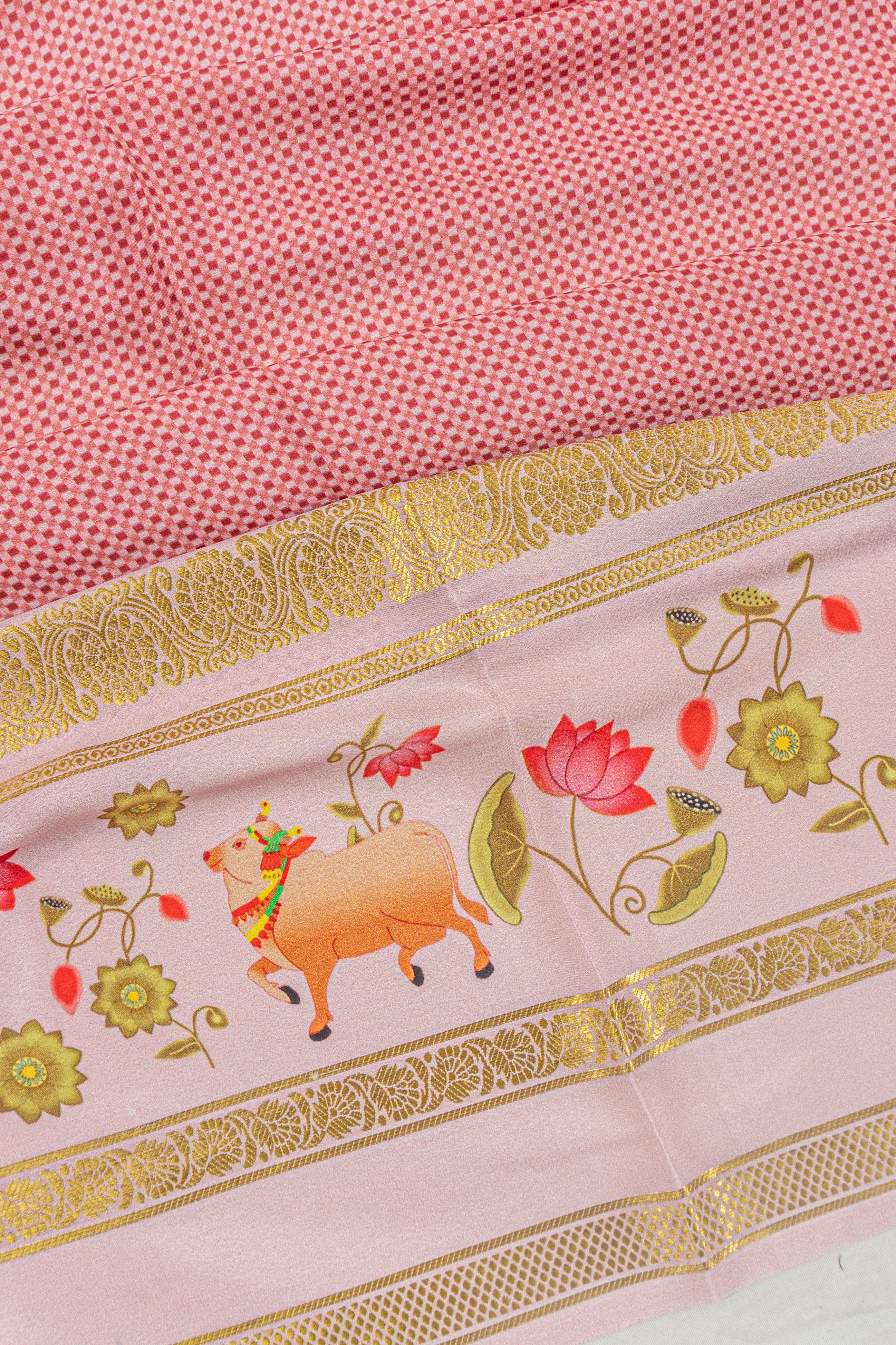Mysore Silk Brocade Pink Saree