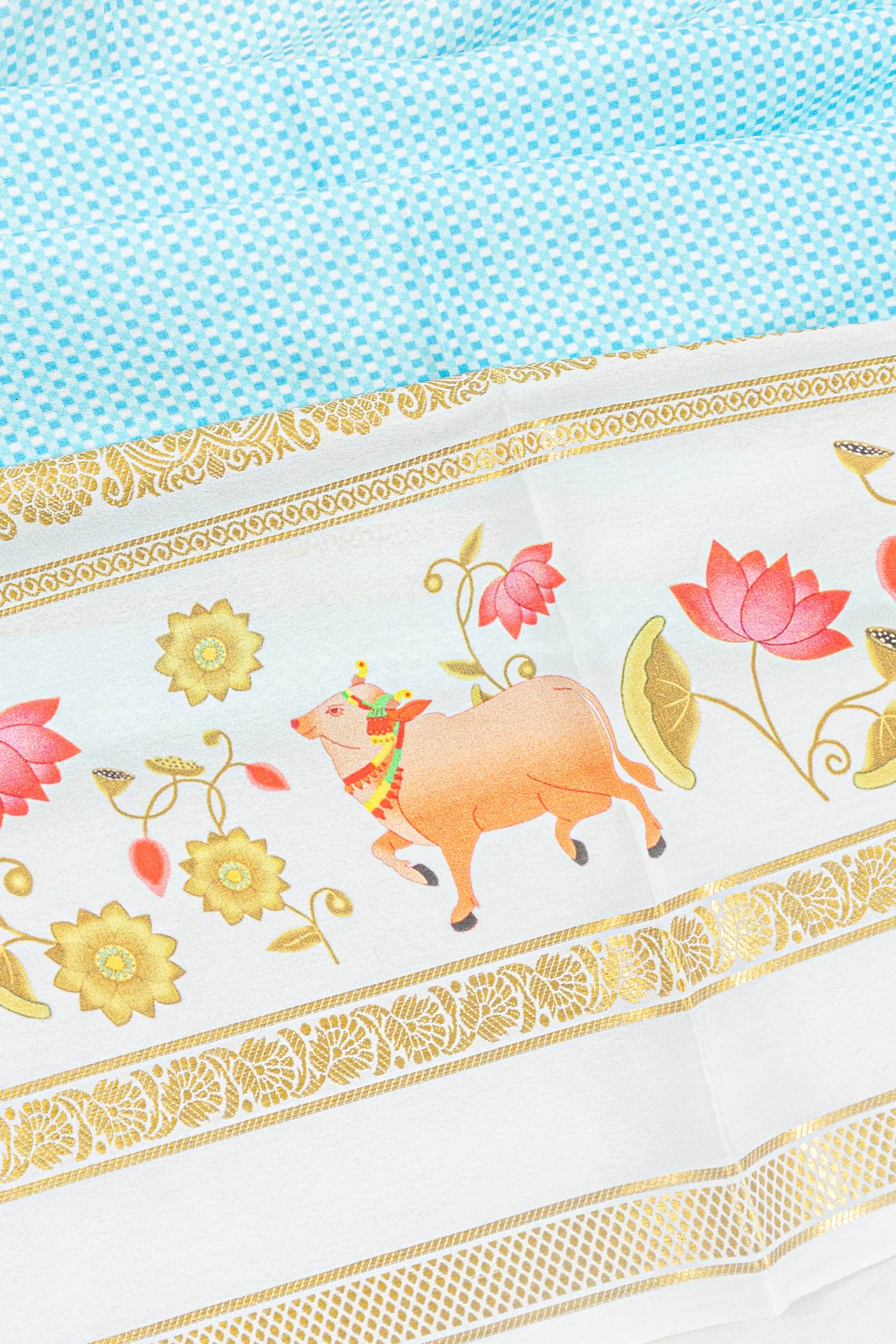 Mysore Silk Brocade Sky Blue Saree