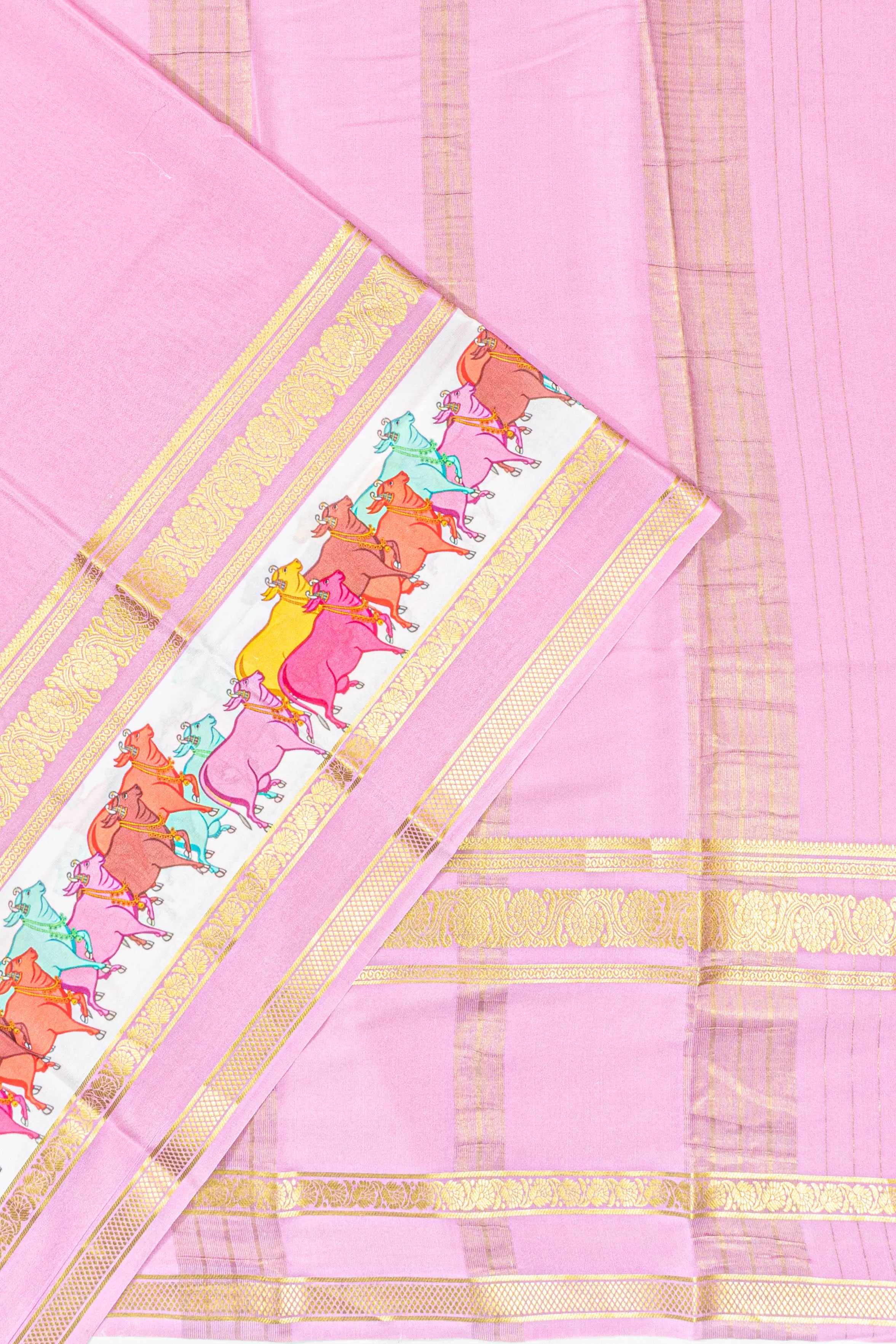 Mysore Silk Brocade Baby Pink Saree