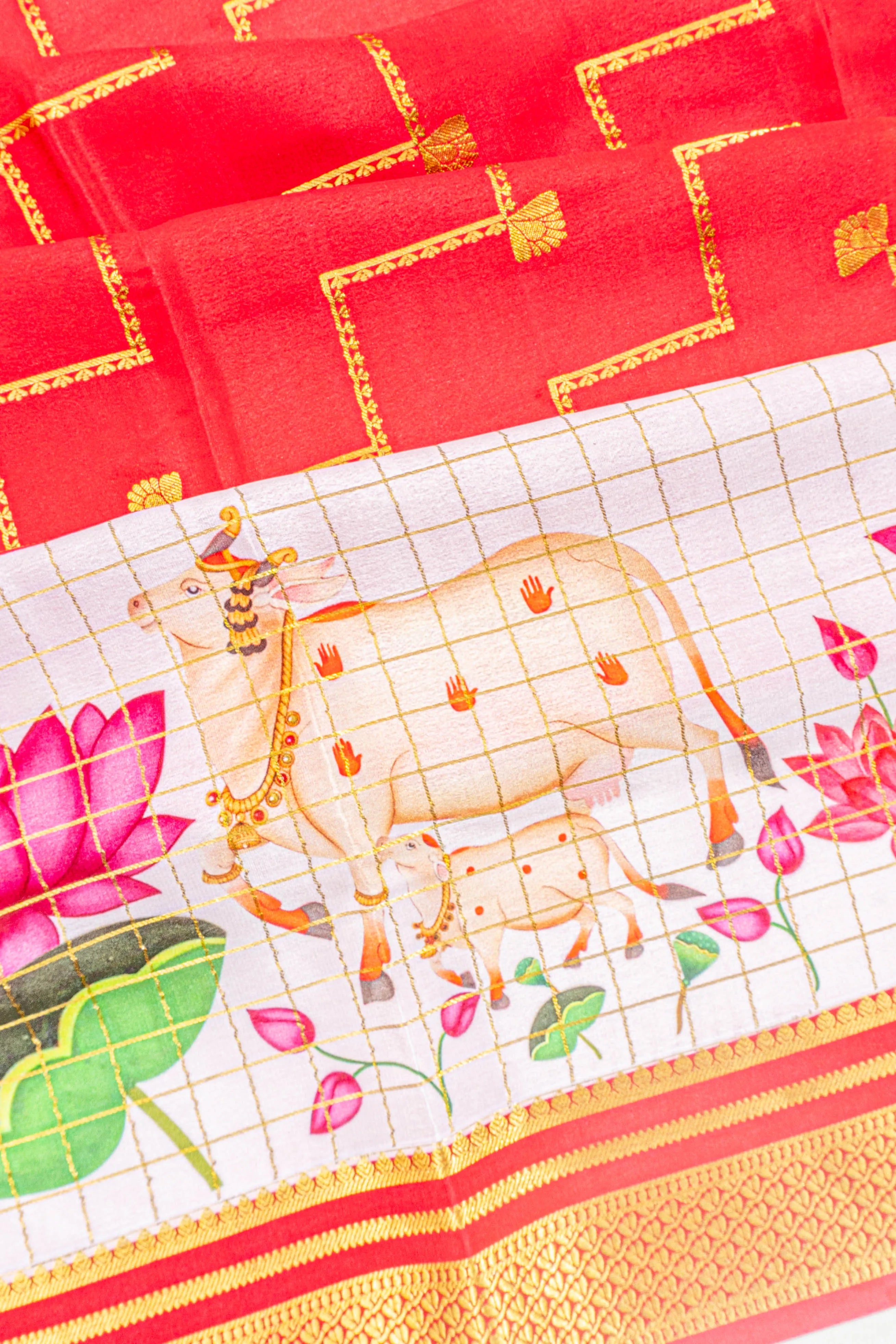 Mysore Silk Brocade Red Saree