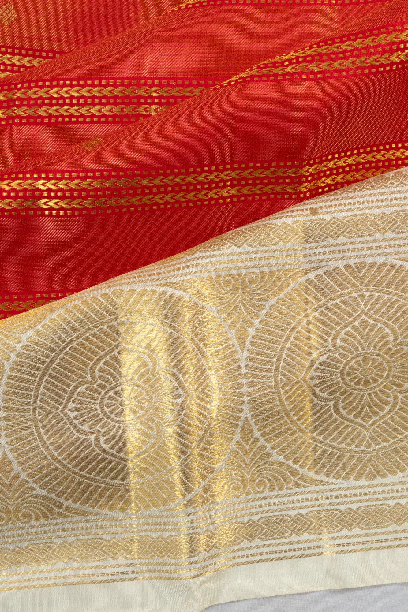Vintage Kanchipuram Silk Tissue Checks And Butta Red Saree