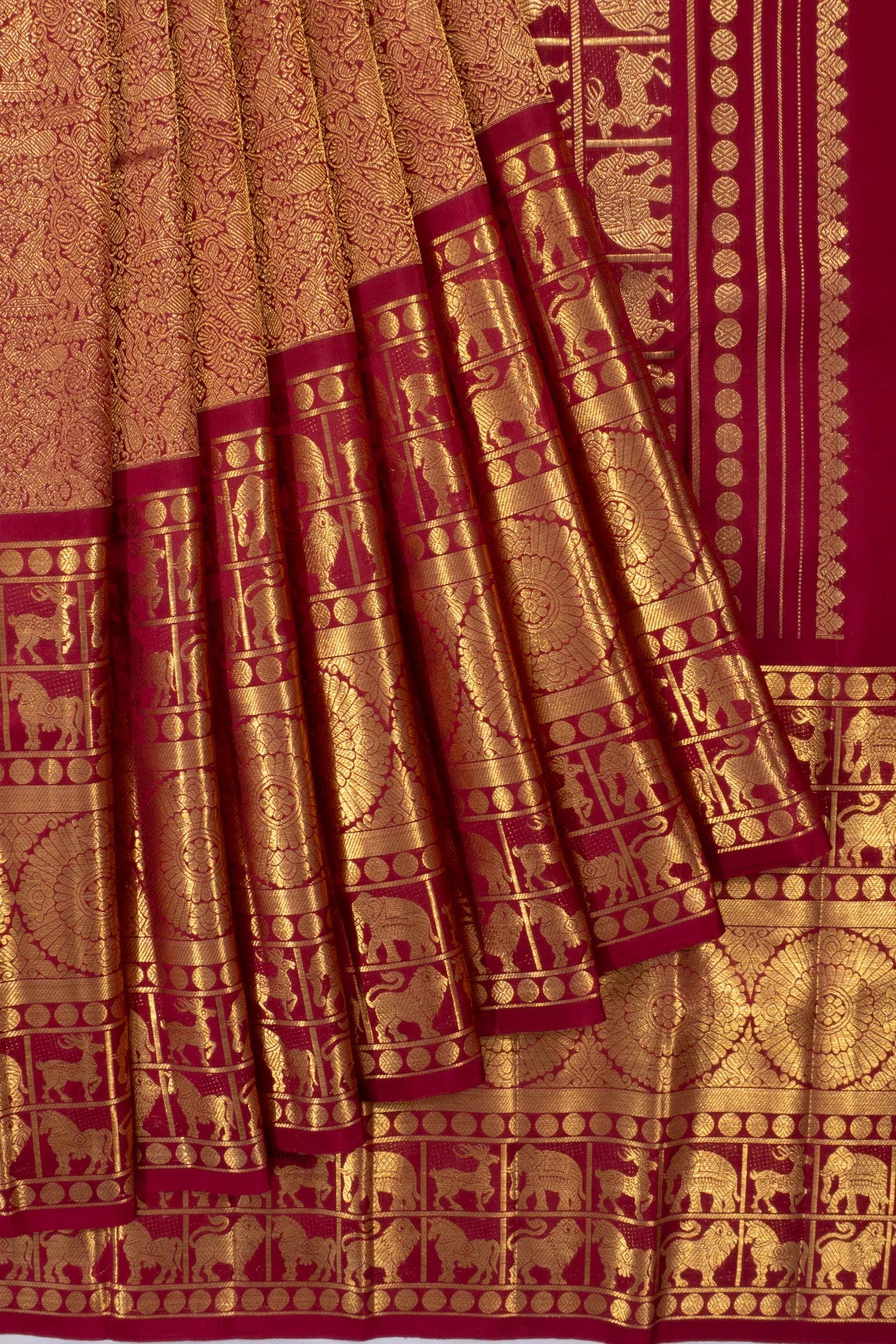 Kanchipuram Silk Brocade Red Saree