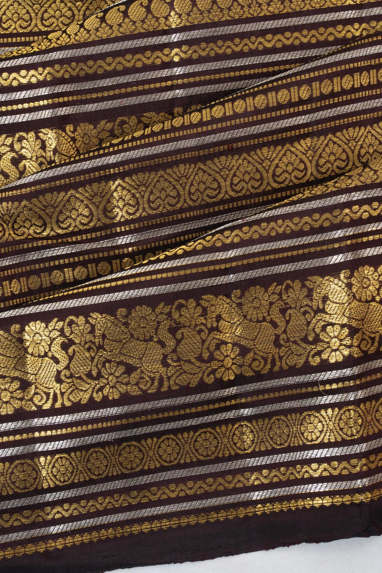 Kanchipuram Silk Brocade Brown Saree
