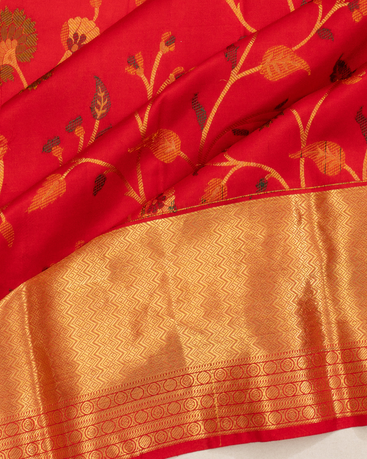 Kanchipuram Silk Jaal Red Saree