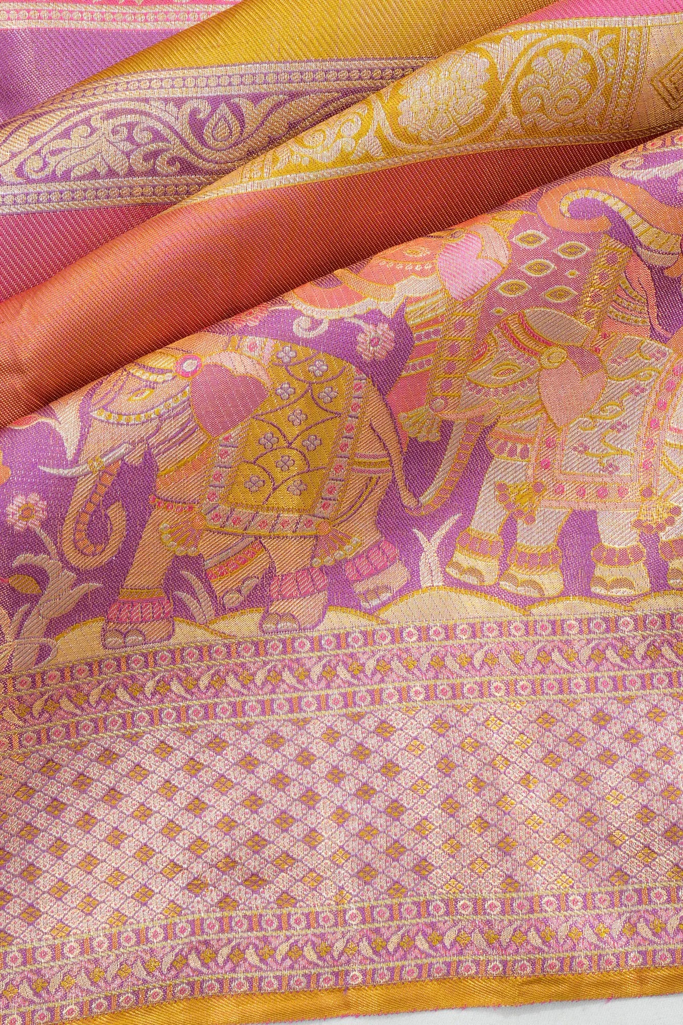 Taranga Kanchi Silk Tissue Brocade Pastel Green Saree