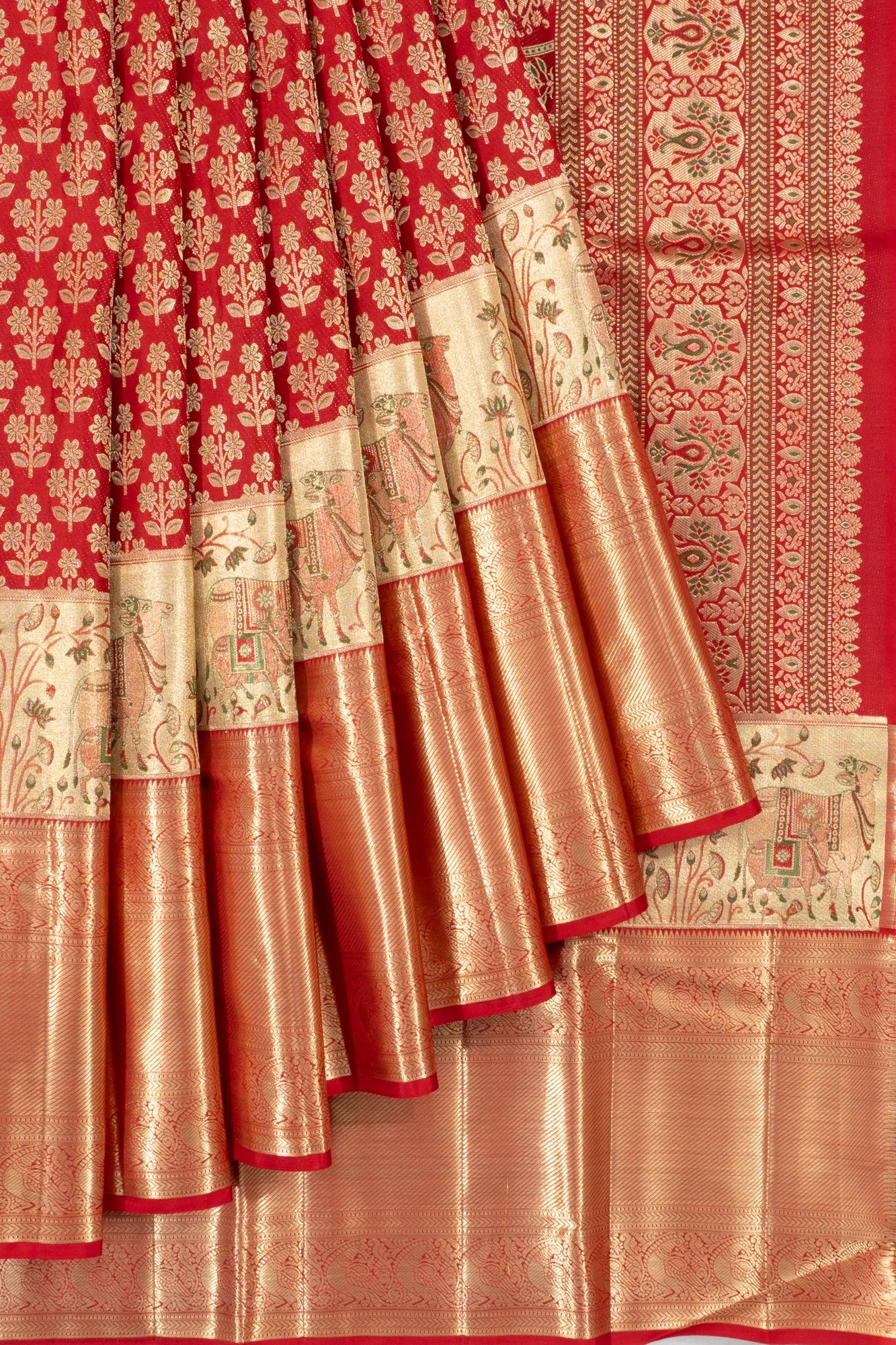 Kanchipuram Silk Brocade Red Saree