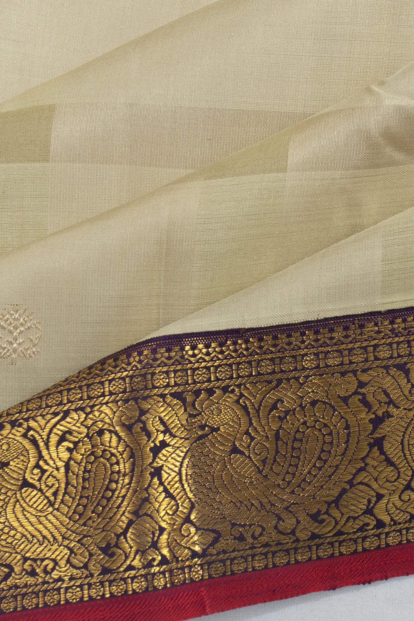 Classic Kanchipuram Silk Butta Cream Saree