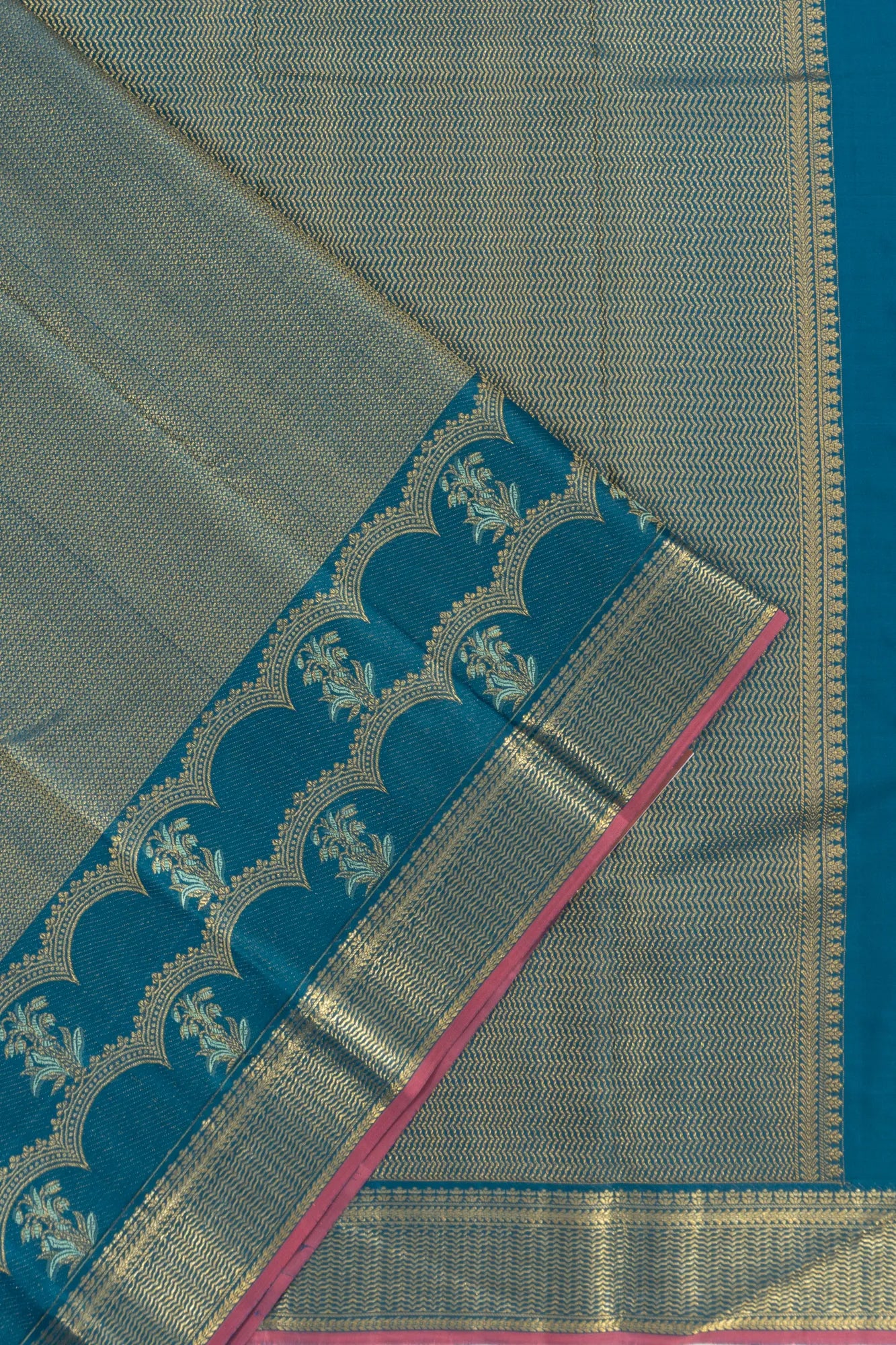 Kanchipuram Silk Brocade Blue Saree