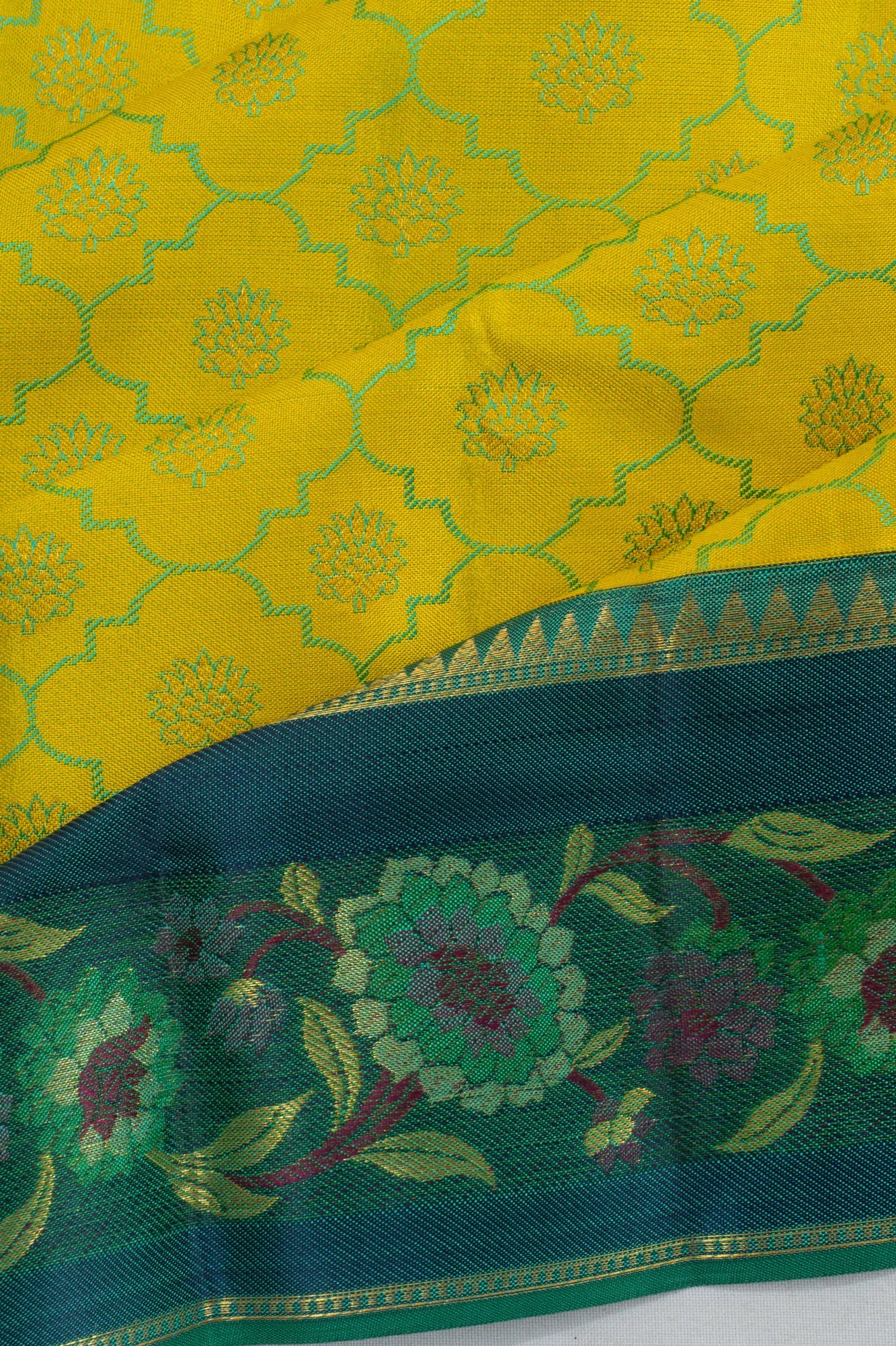 Classic Kanchipuram Silk Jacquard Yellow Saree